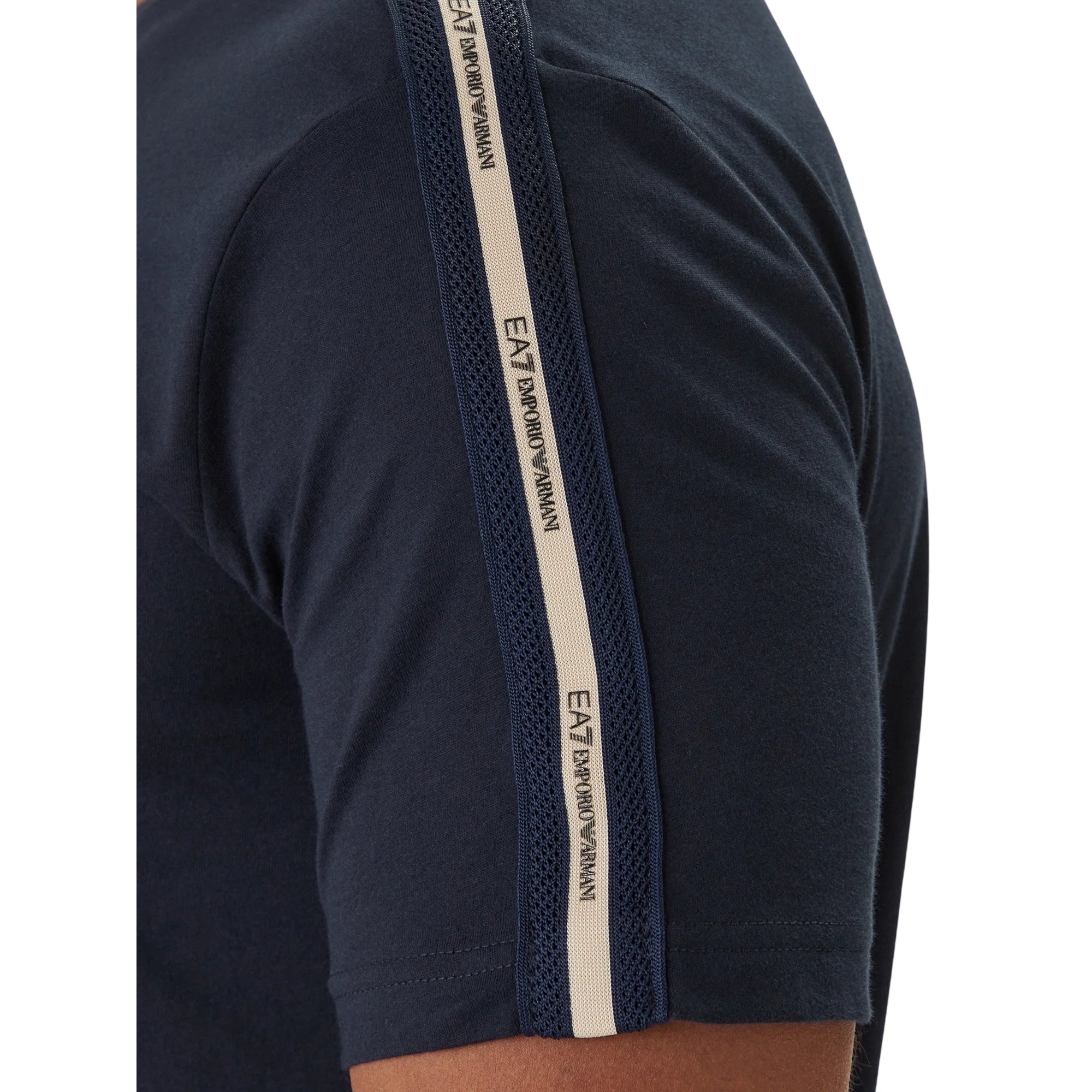 T-shirt Uomo sportiva Blu, girocollo, con logo tape