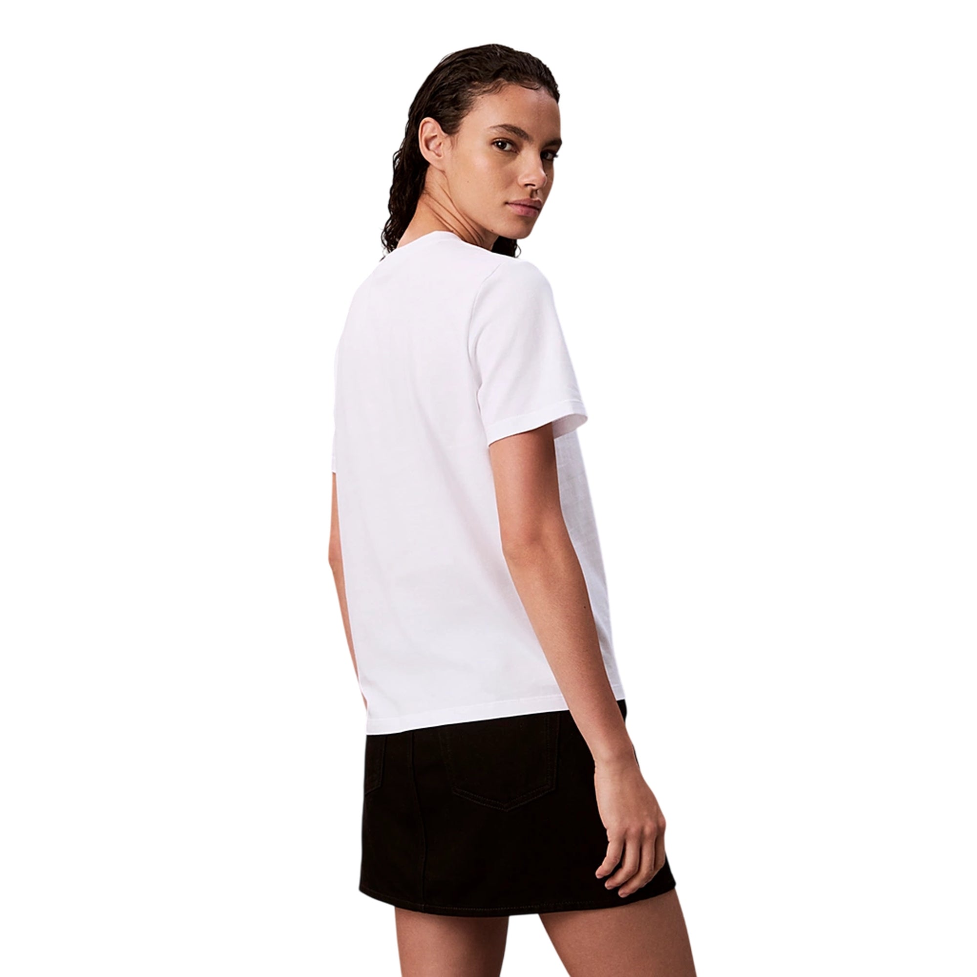 T-shirt Donna con monogramma con logo Bianco retro