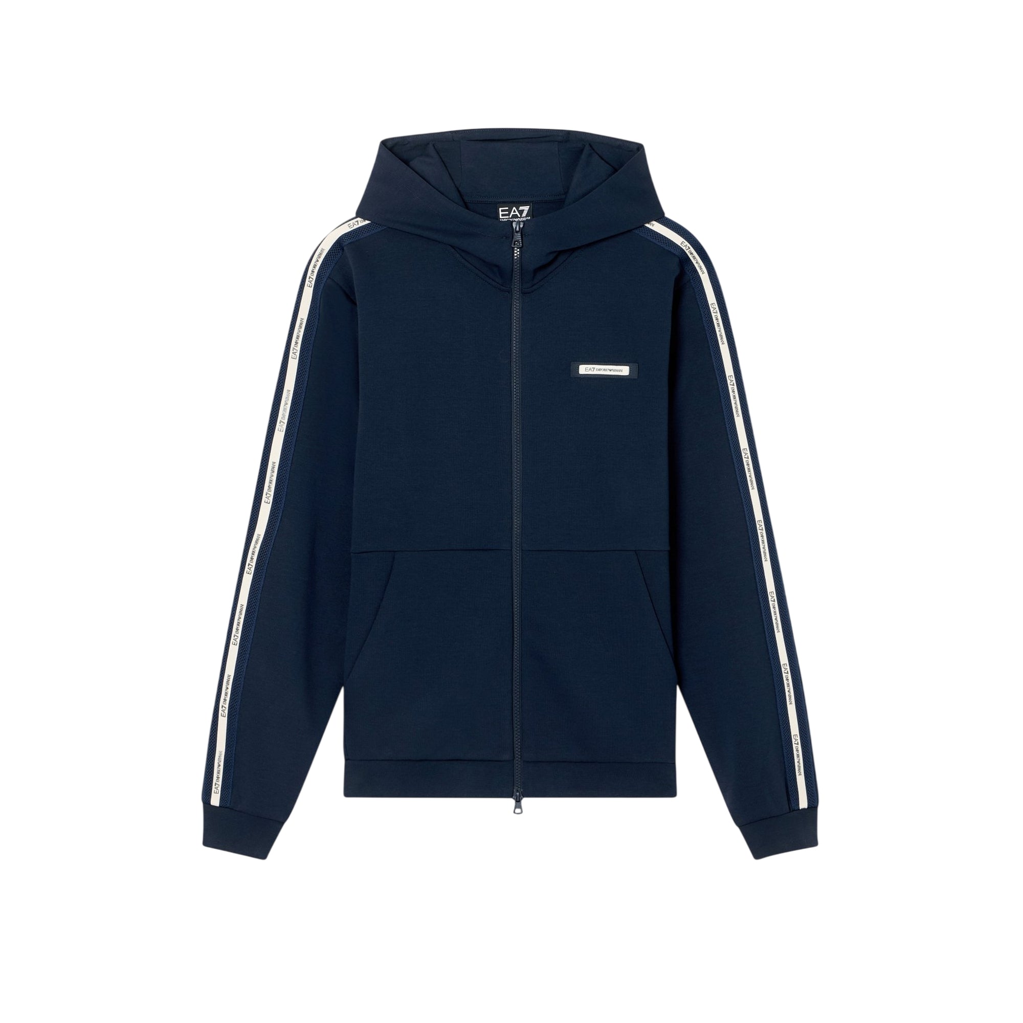 Felpa Uomo Blu full zip, con dettaglio logo sulle spalle