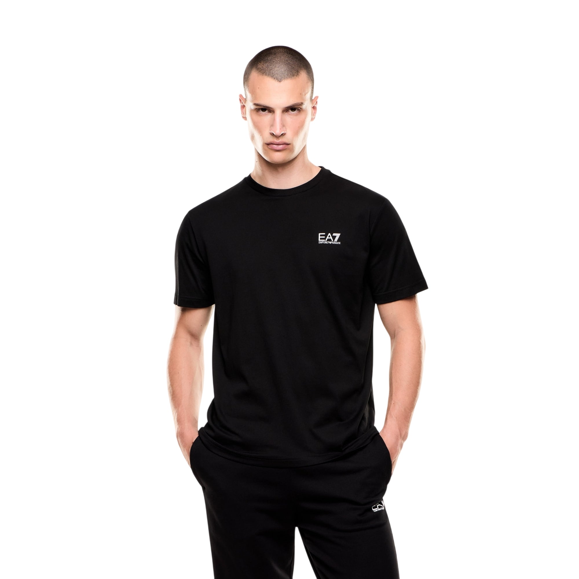 T-shirt Uomo in jersey, Nera, con stampa logo series