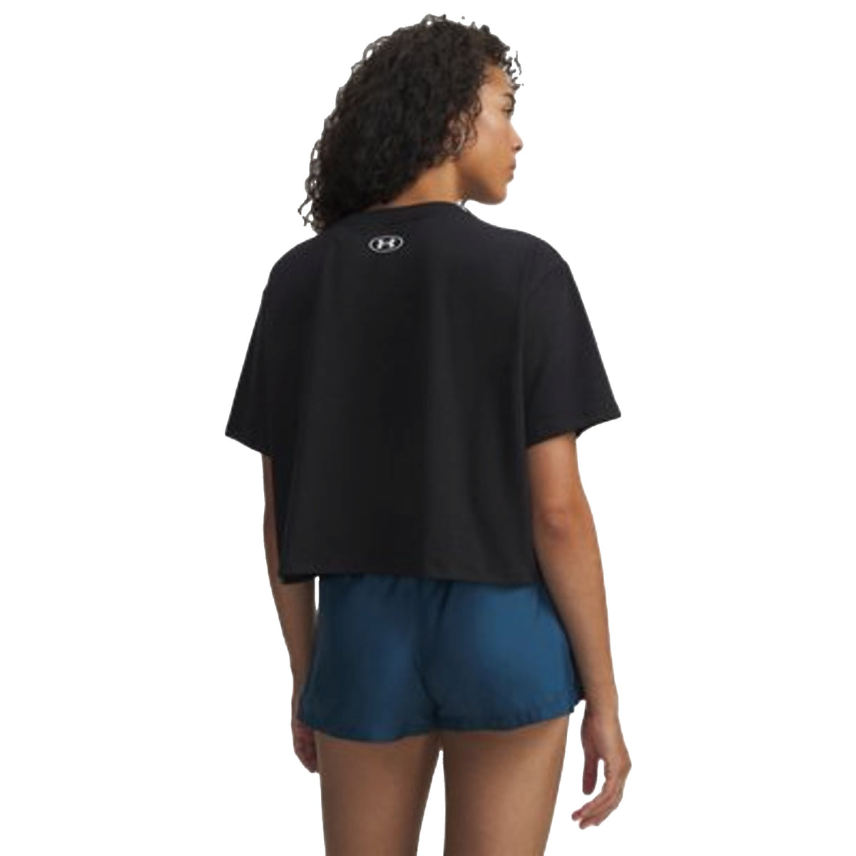 T-shirt Donna UA Rival Boxy Nero modella retro