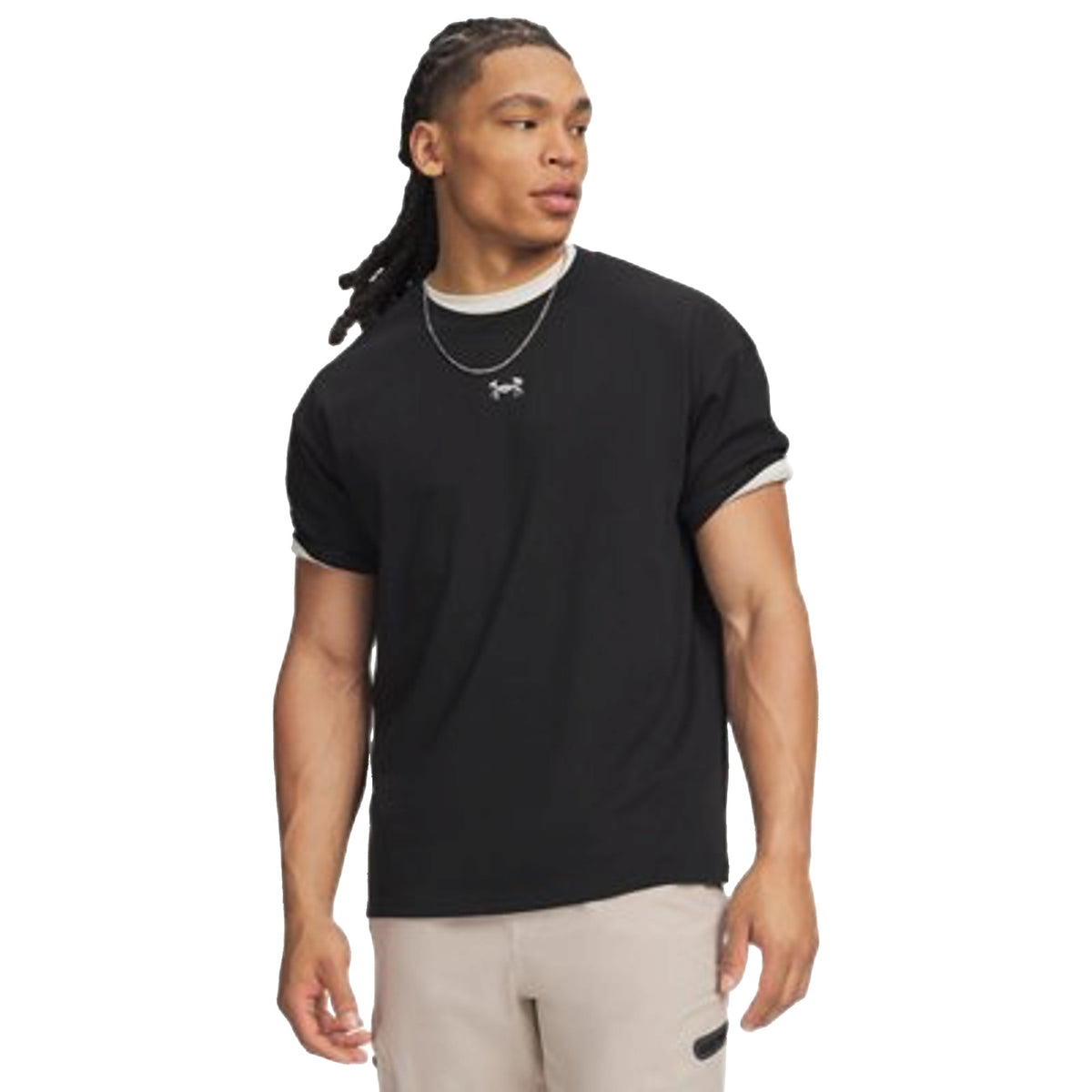 T-shirt Uomo Heavyweight Metal Logo Nero, modello frontale