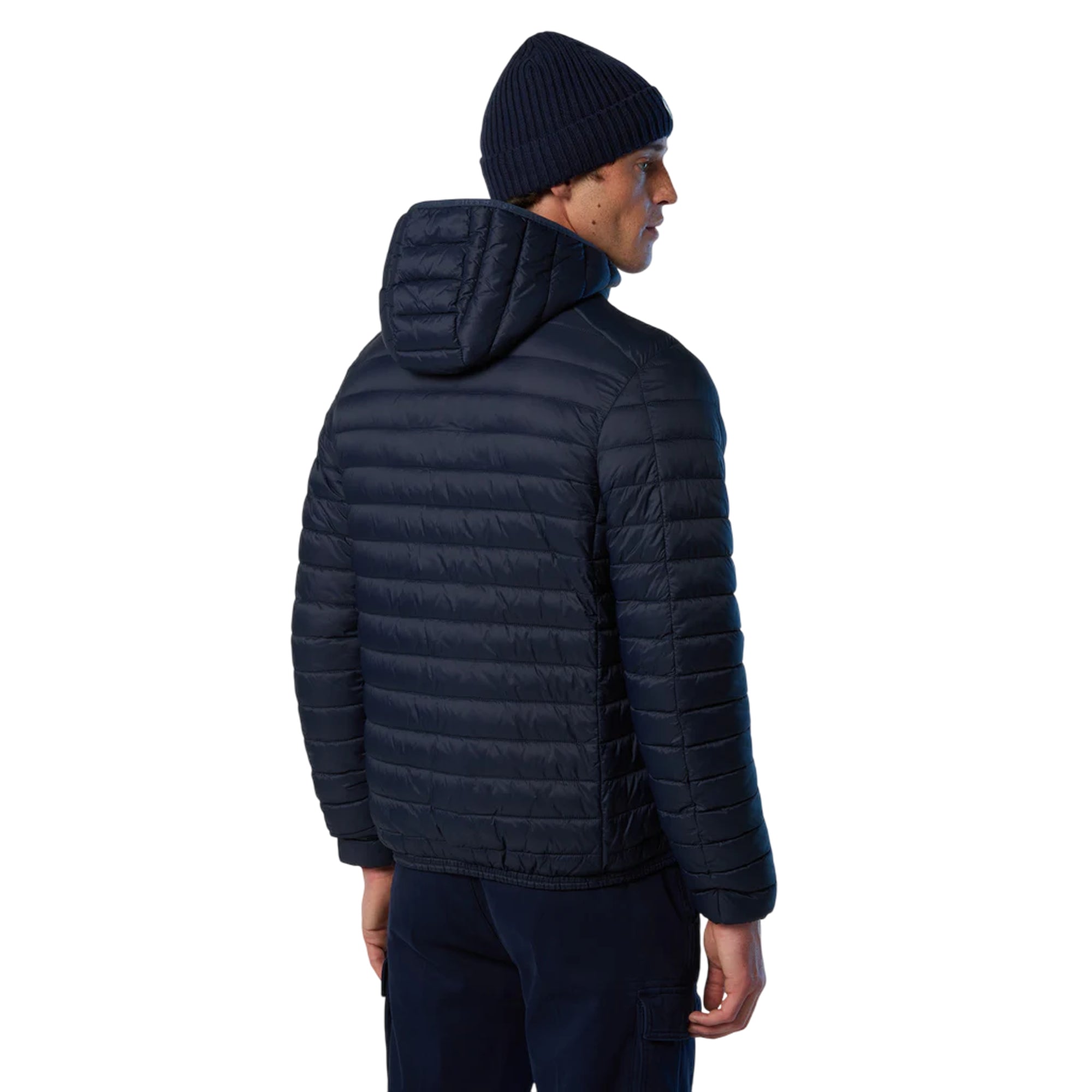 Piumino Uomo Zephyr Blu, con cappuccio e patch logo