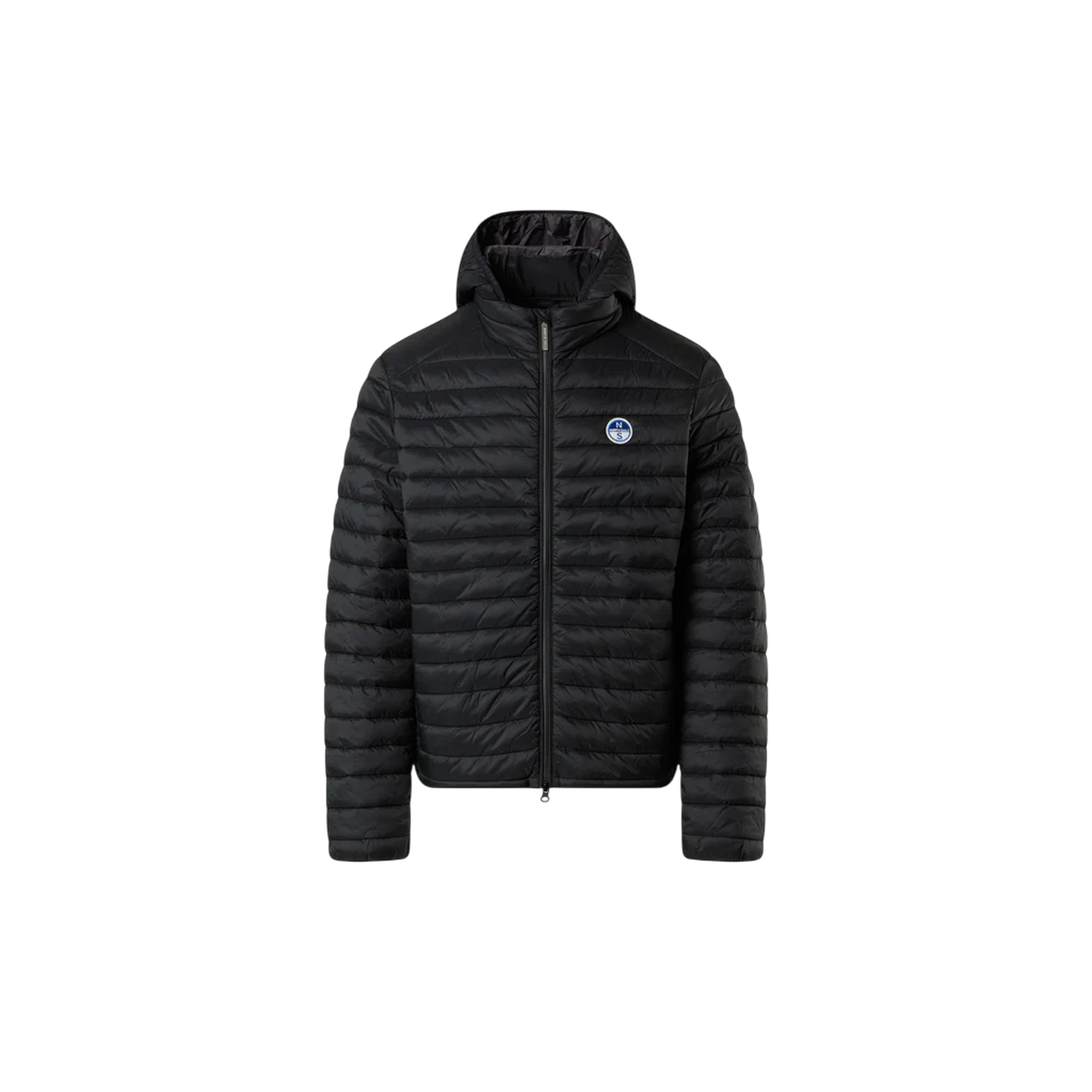 Piumino Uomo Zephyr Nero, con cappuccio e patch logo