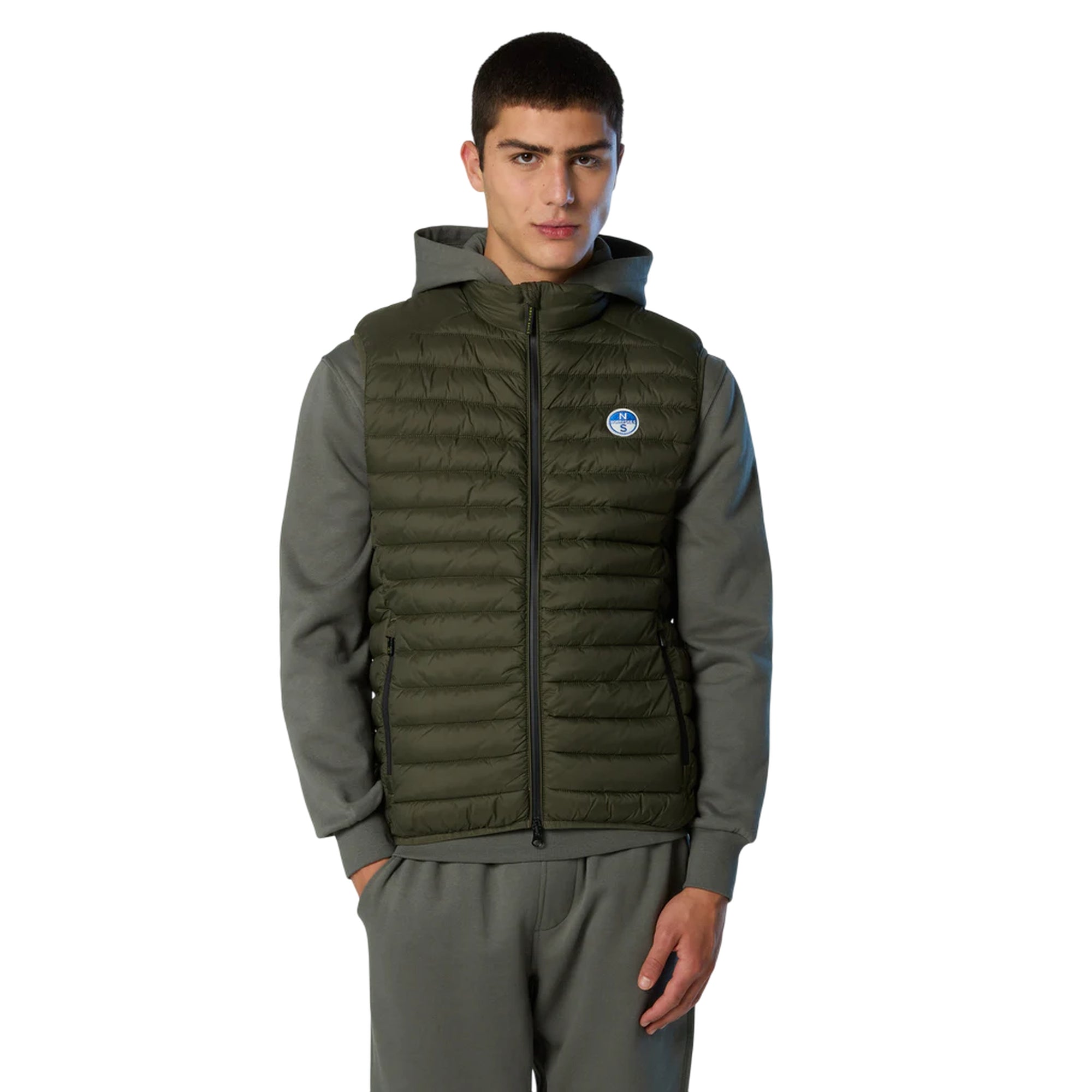 Gilet ultraleggero Uomo Zephyr Verde militare modello frontale