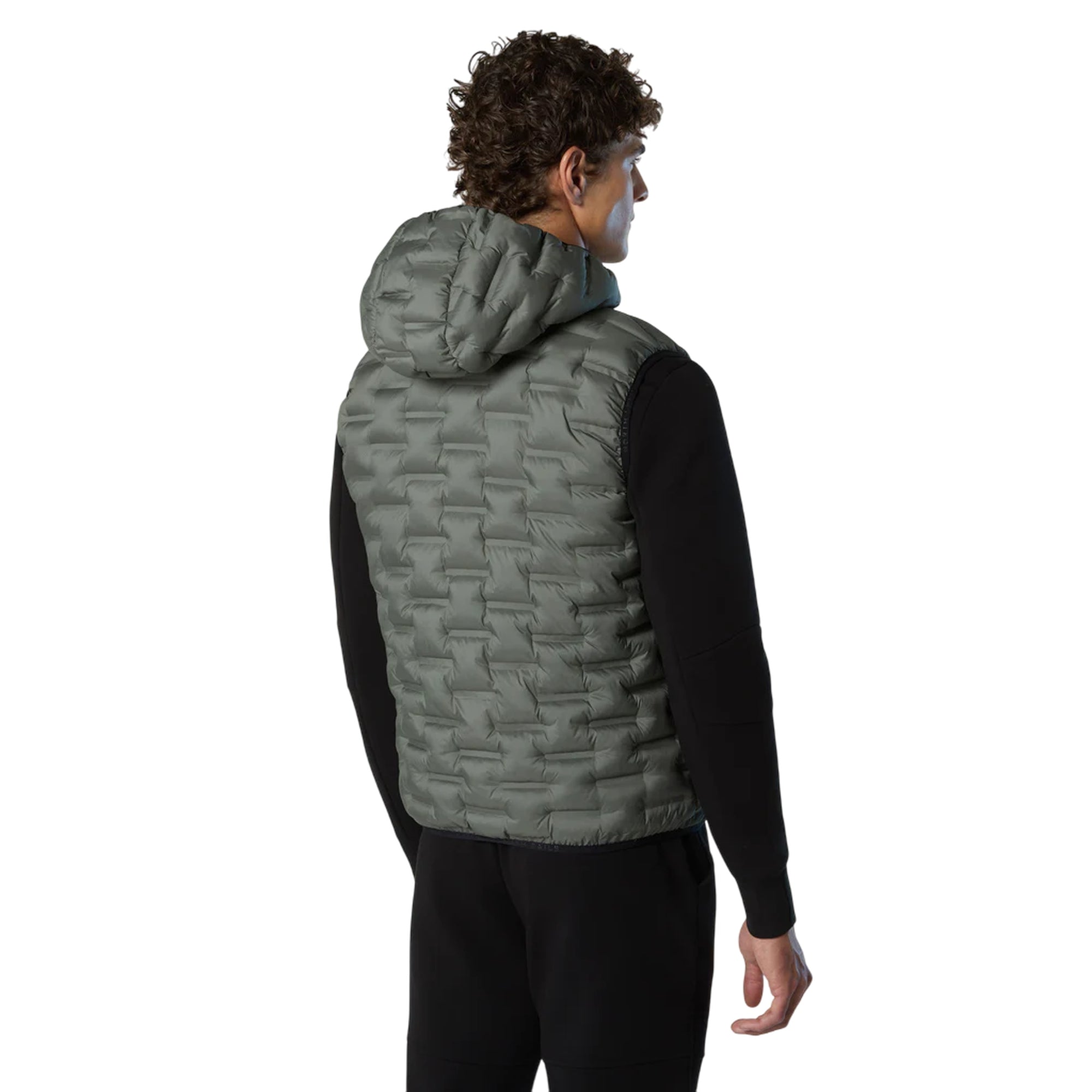 Gilet Uomo Laser trapuntato senza cuciture Verde militare modello retro