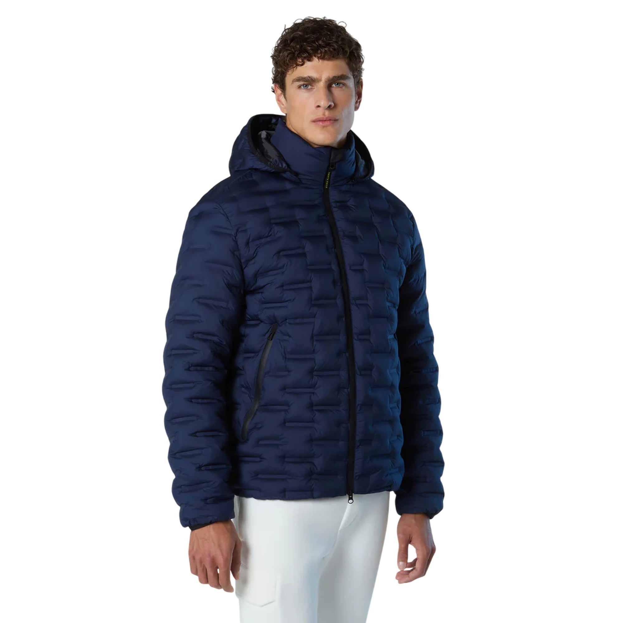 Giacca Uomo Laser trapuntata senza cuciture Navy modello frontale
