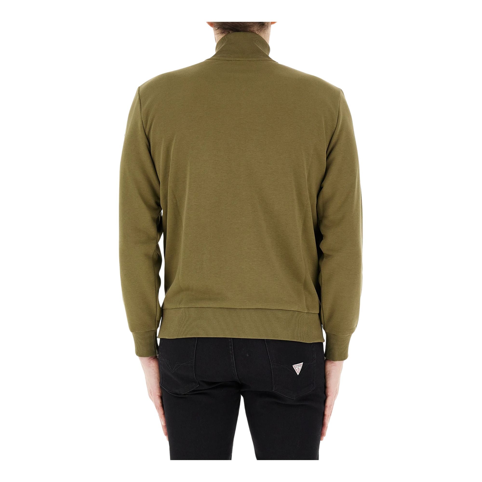 Felpa Uomo in misto cotone a tinta unita, con collo alto e zip frontale