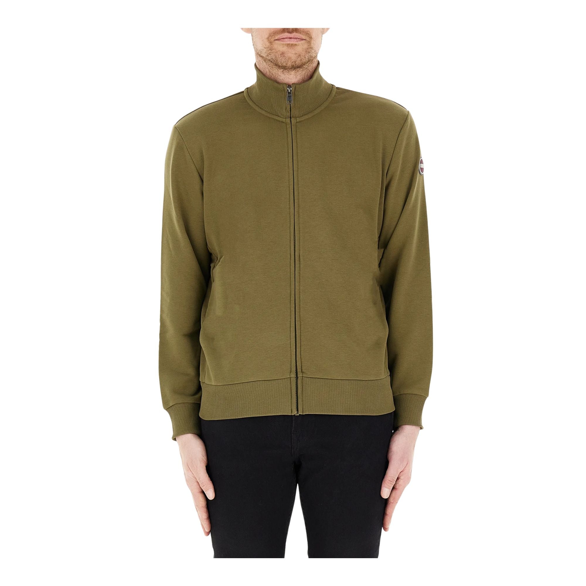 Felpa Uomo in misto cotone a tinta unita, con collo alto e zip frontale