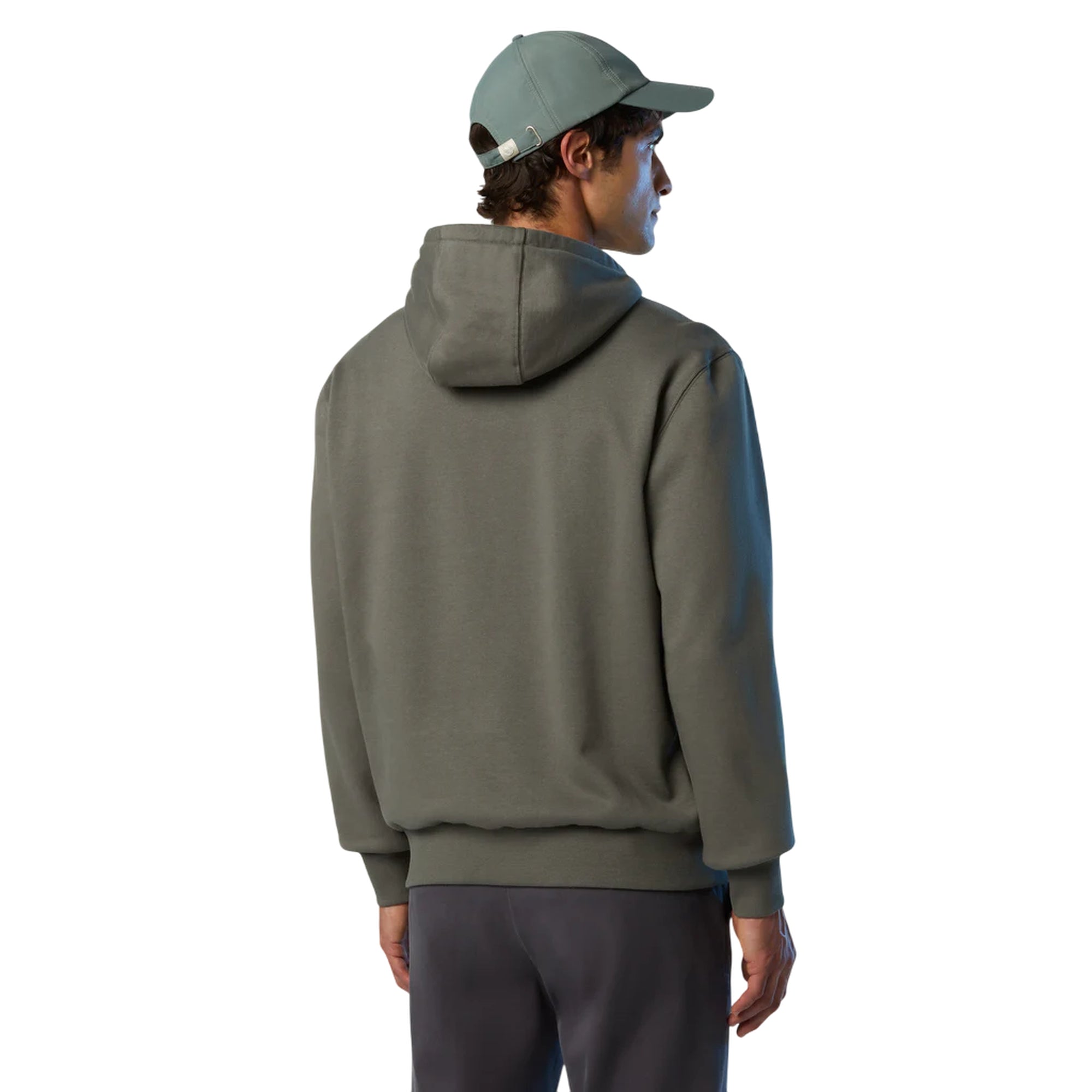 Felpa Uomo con cappuccio e logo ricamato Grigio modello retro