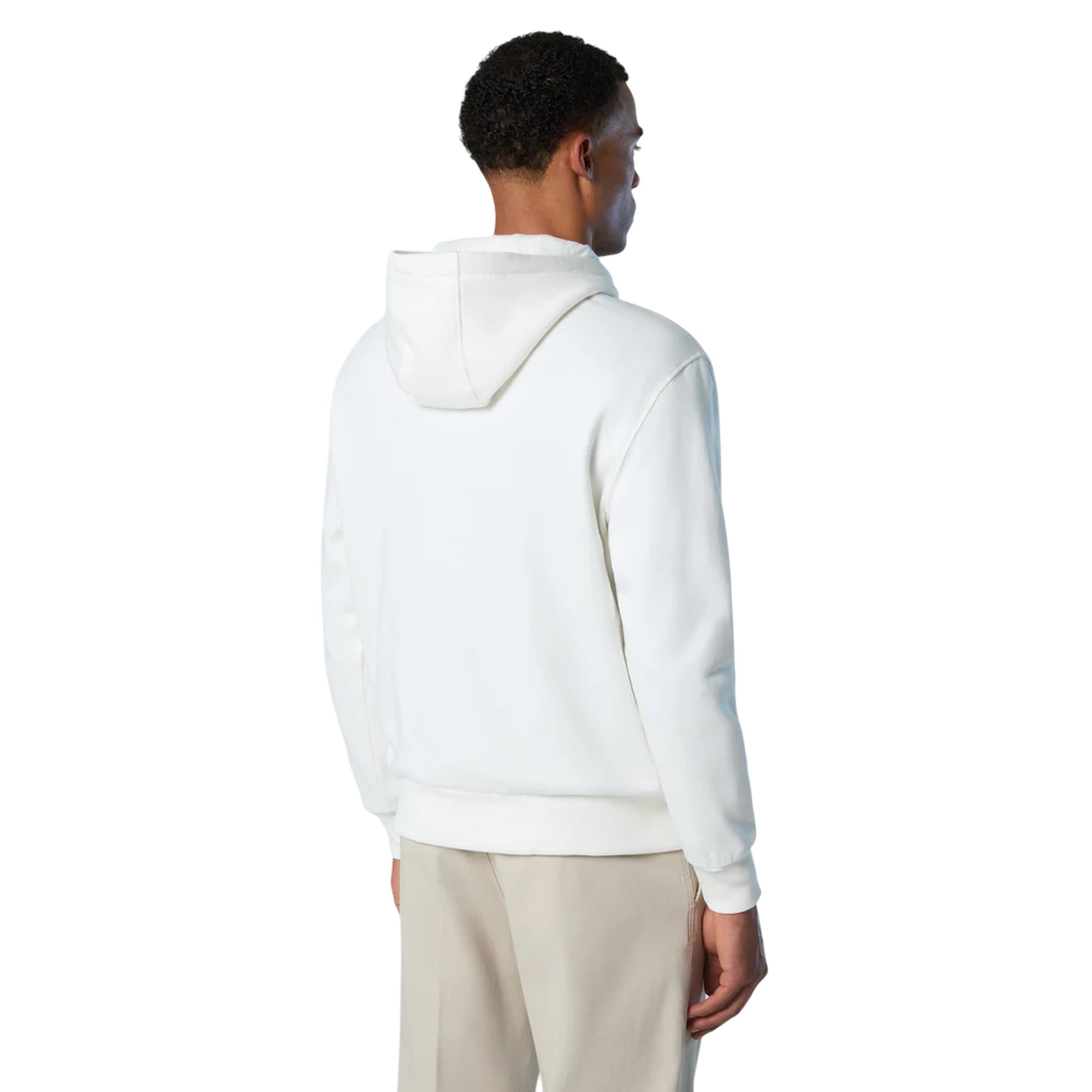 Felpa Uomo Bianca con cappuccio e maxi logo modello retro