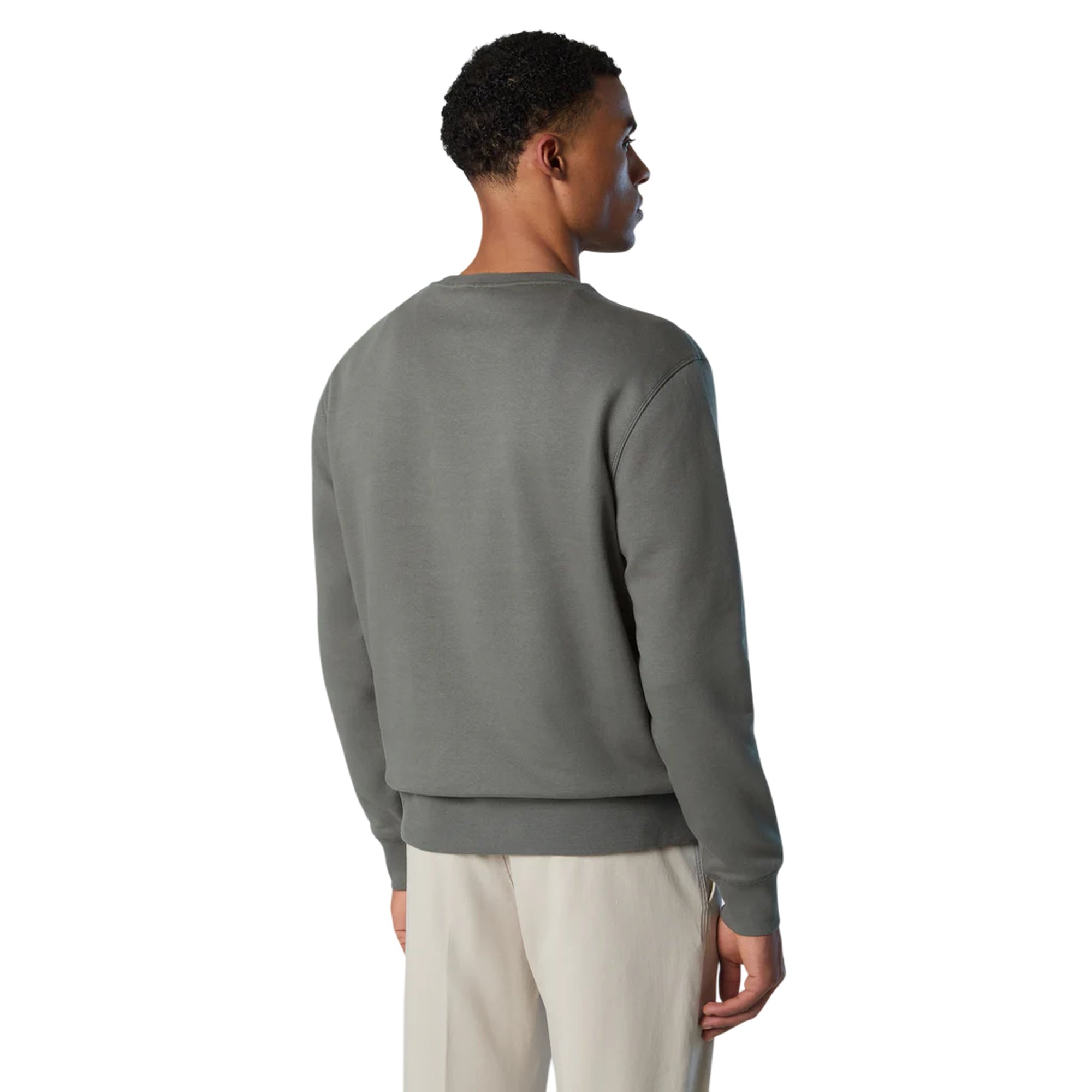 Felpa girocollo Uomo Verde con patch modello retro