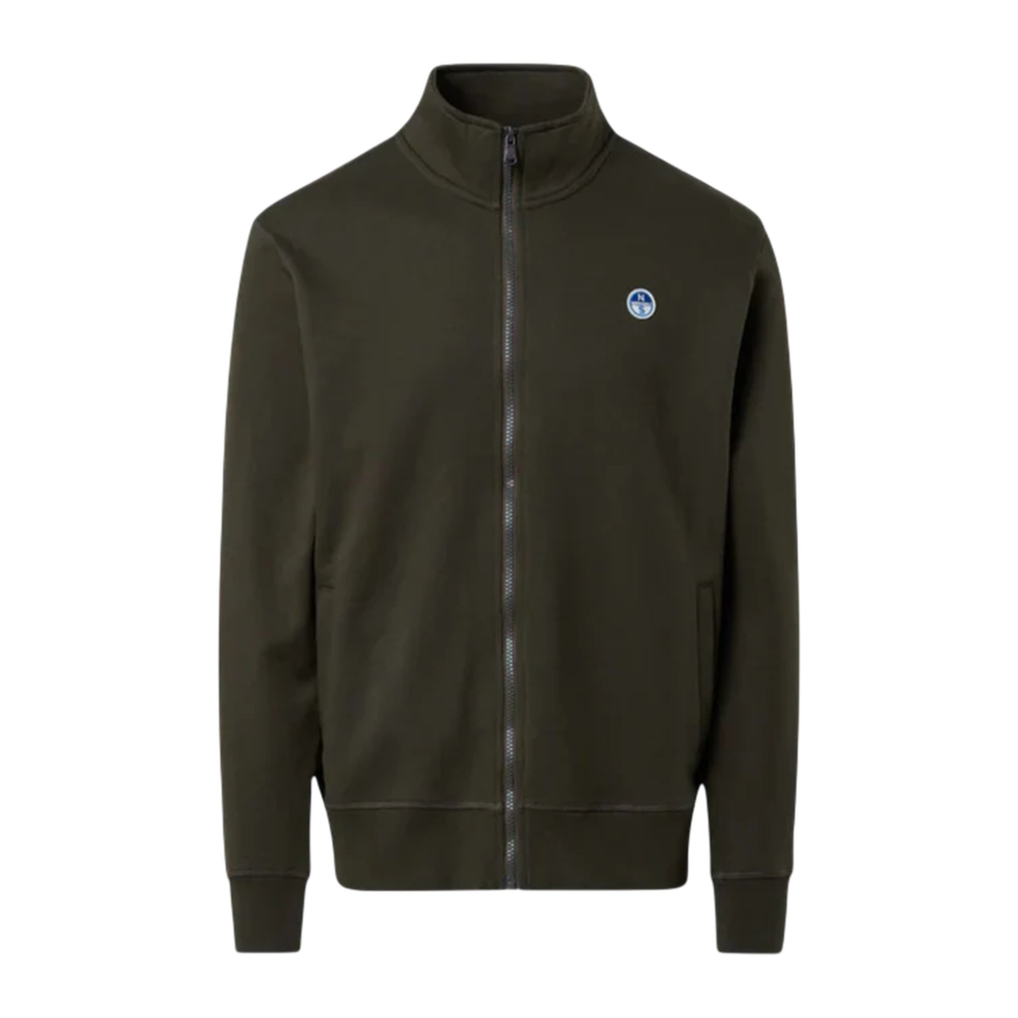 Felpa Uomo a collo alto con zip verde scuro