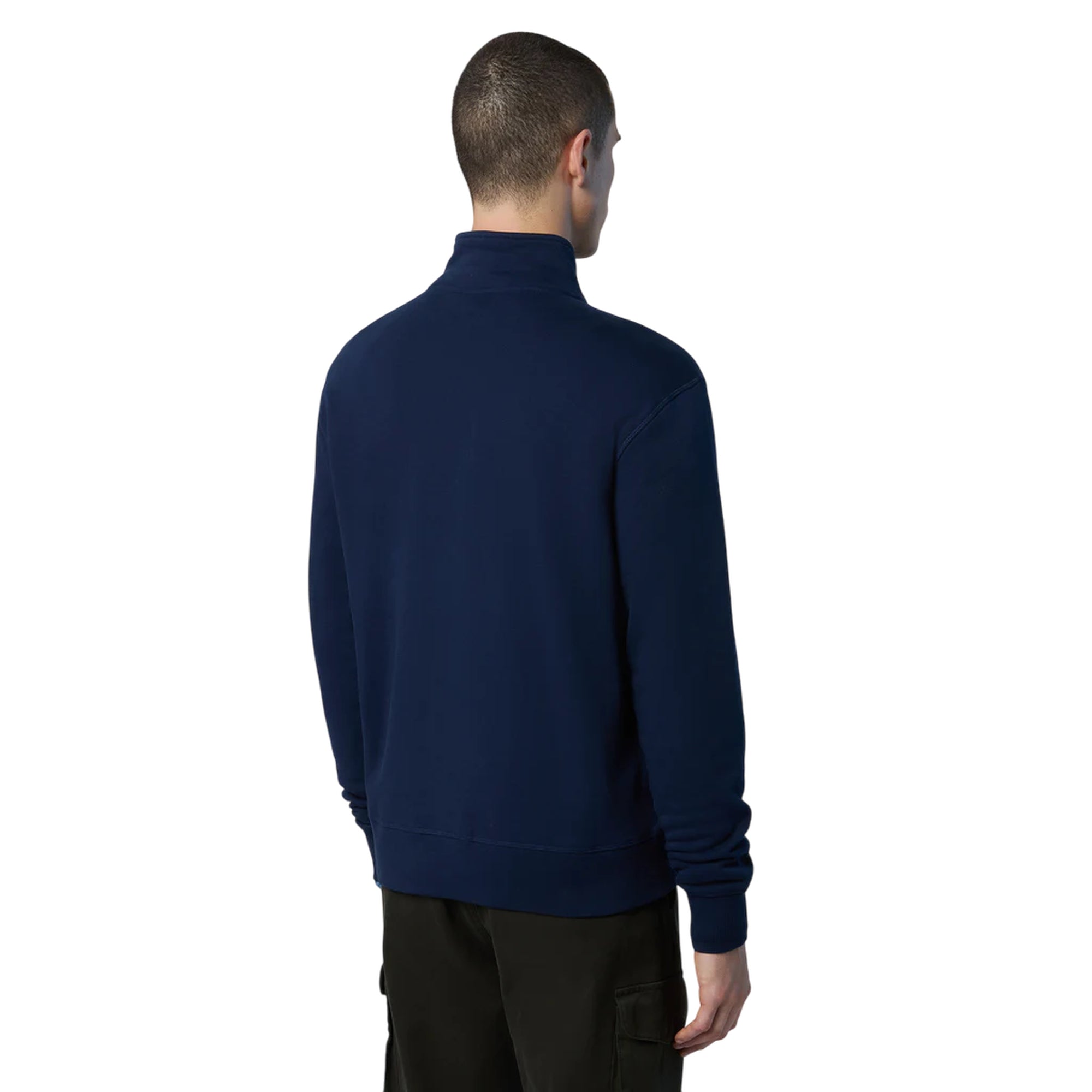 Felpa Uomo a collo alto con zip Navy modella retro