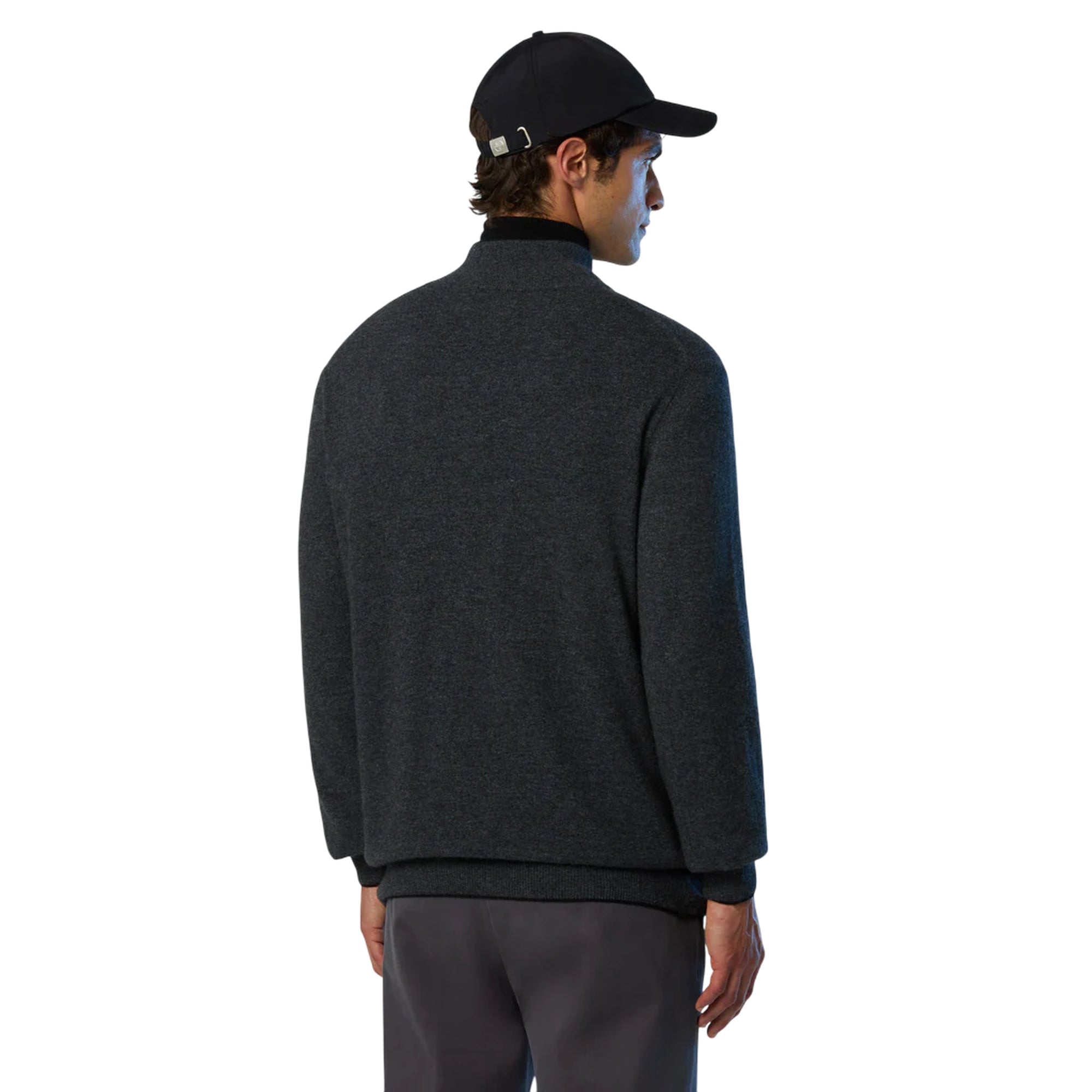 Maglione Uomo con zip 1/4 Grigio scuro modello retro