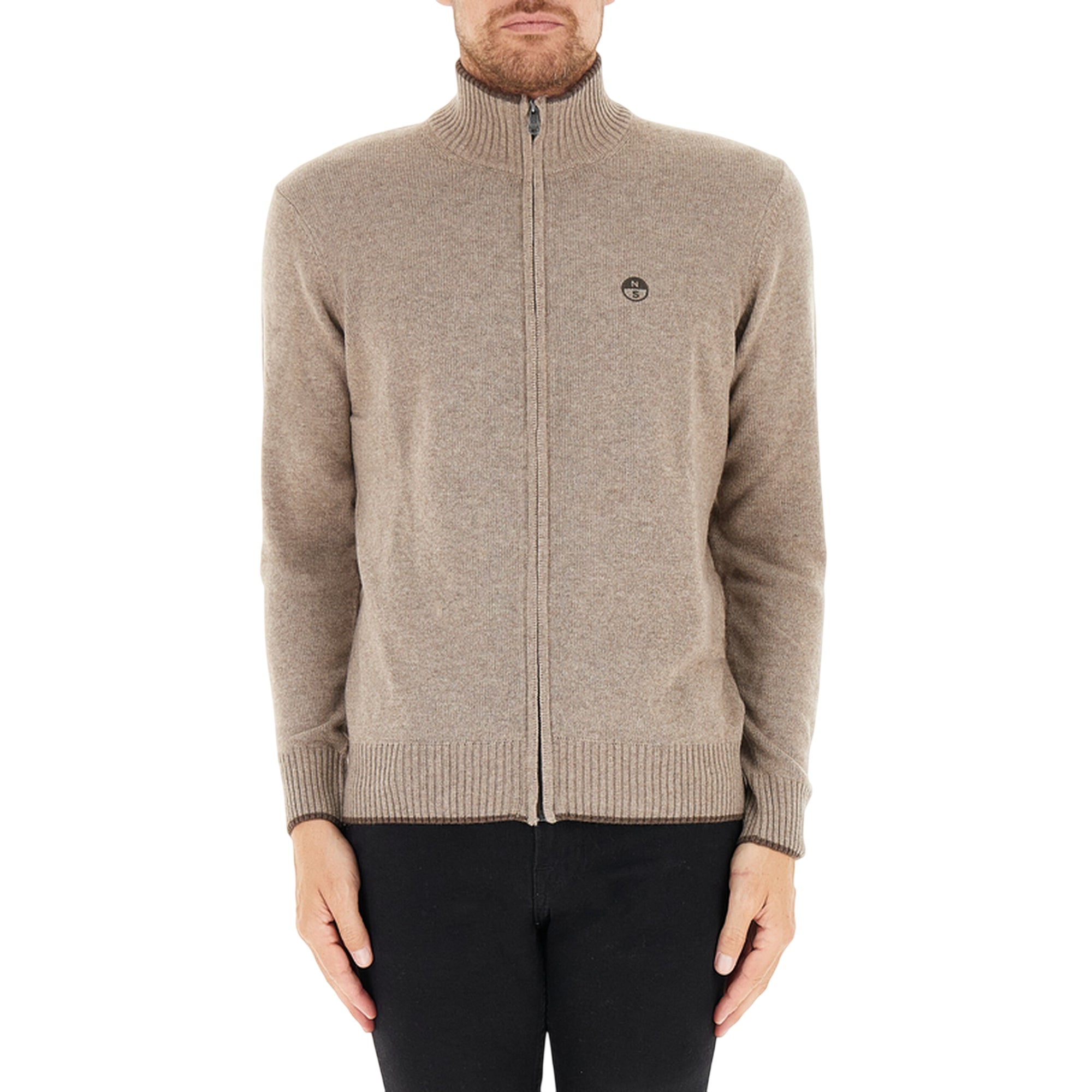 Cardigan Uomo full zip, con logo ricamato sul petto