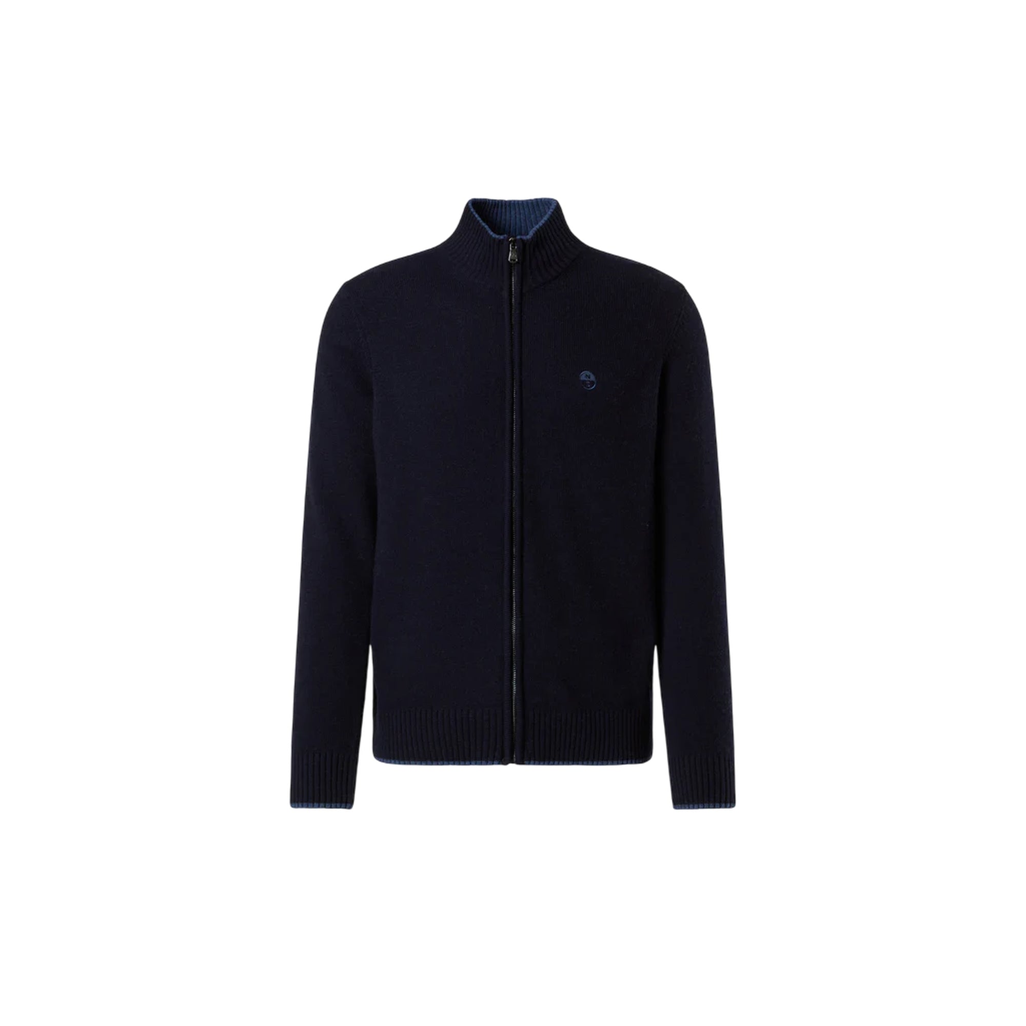 Cardigan Uomo in misto cashmere con zip Navy