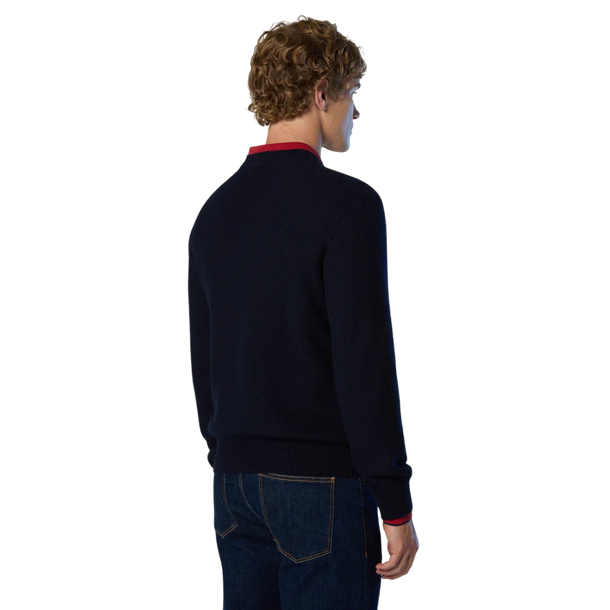 Maglia Uomo con lavorazione a nido d'ape Navy modello retro