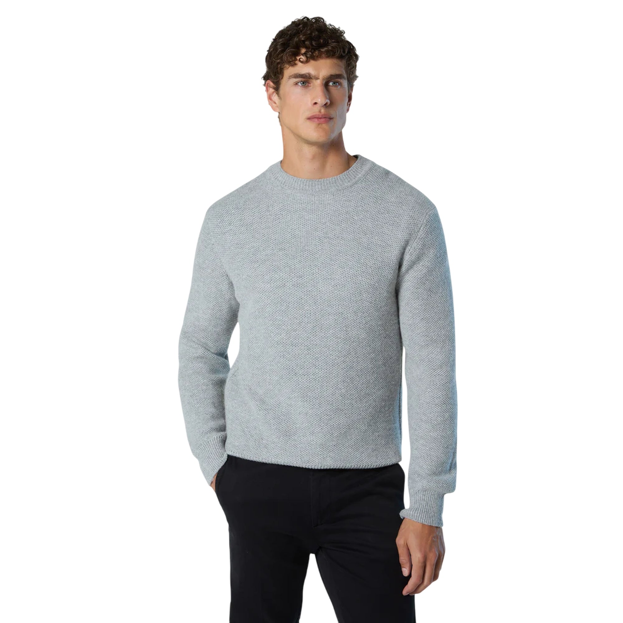 Maglia Uomo con lavorazione a nido d'ape Grigio modello frontale