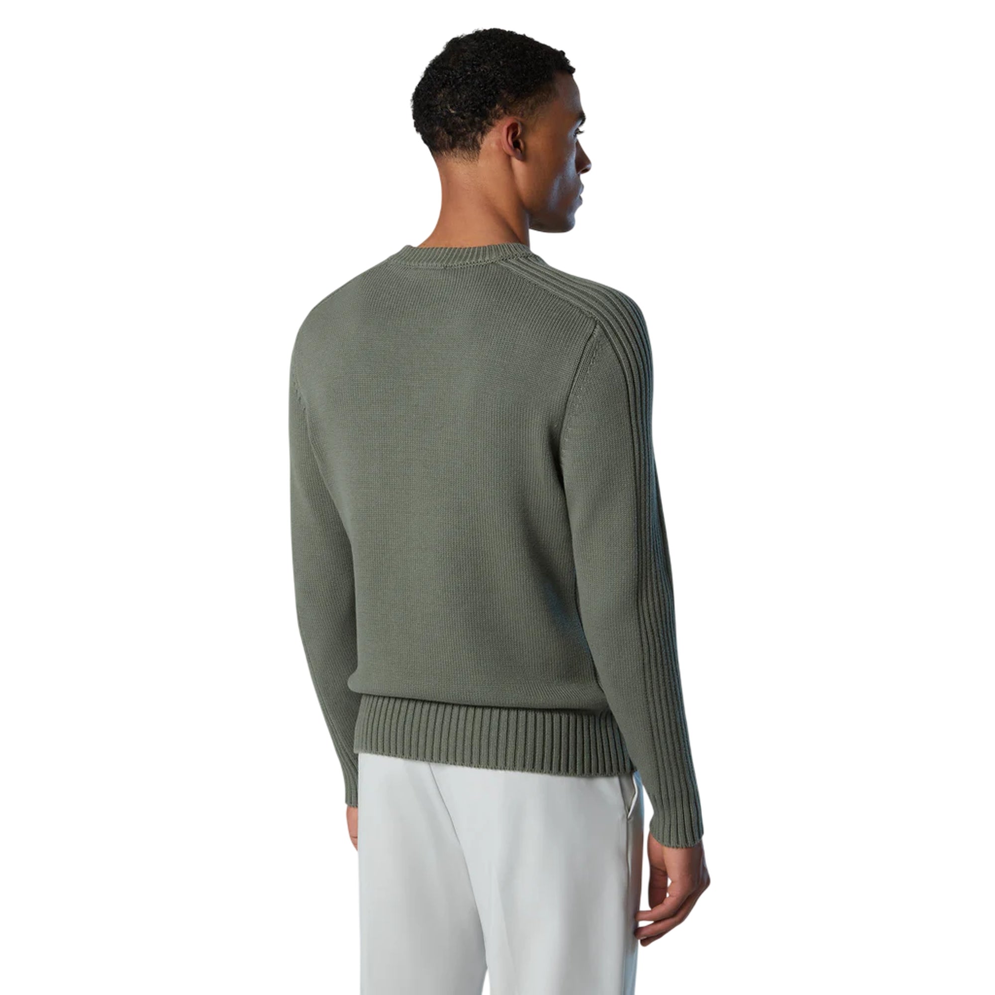 Maglione girocollo Uomo con dettagli a coste modello retro