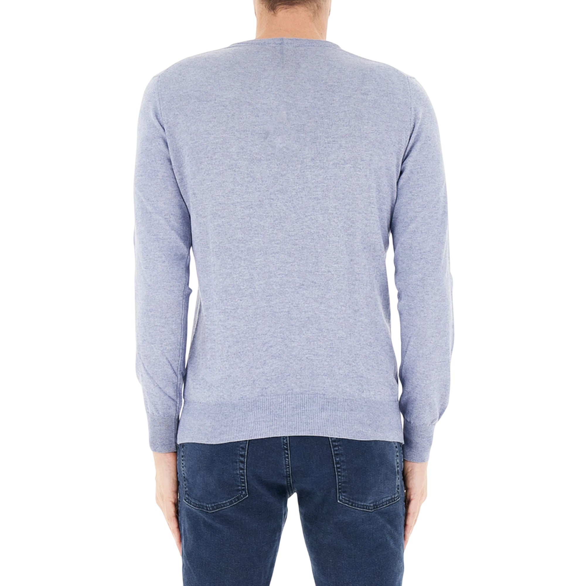 Pullover Uomo Celeste con micro logo modello retro