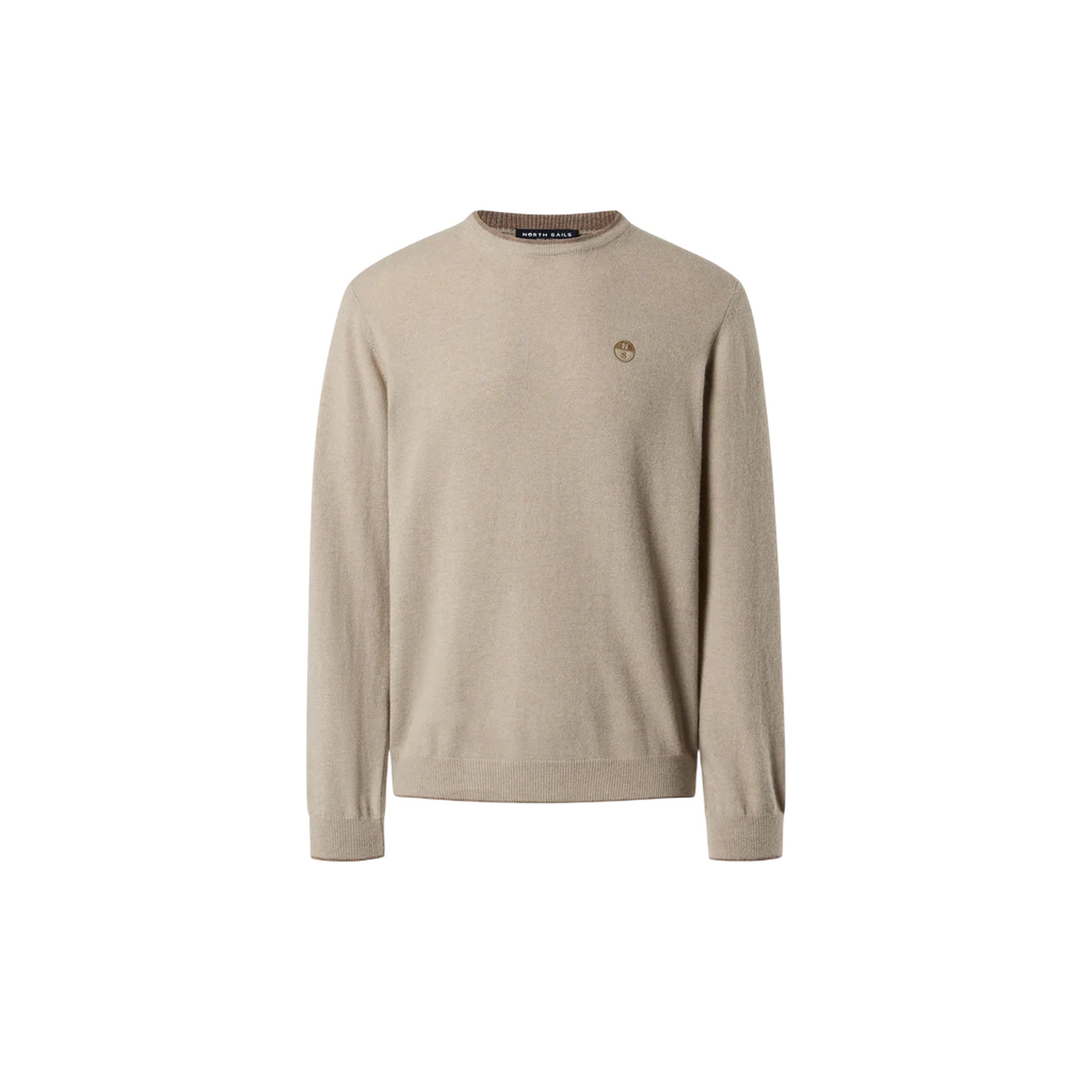 Maglione girocollo Uomo con logo ricamato Beige