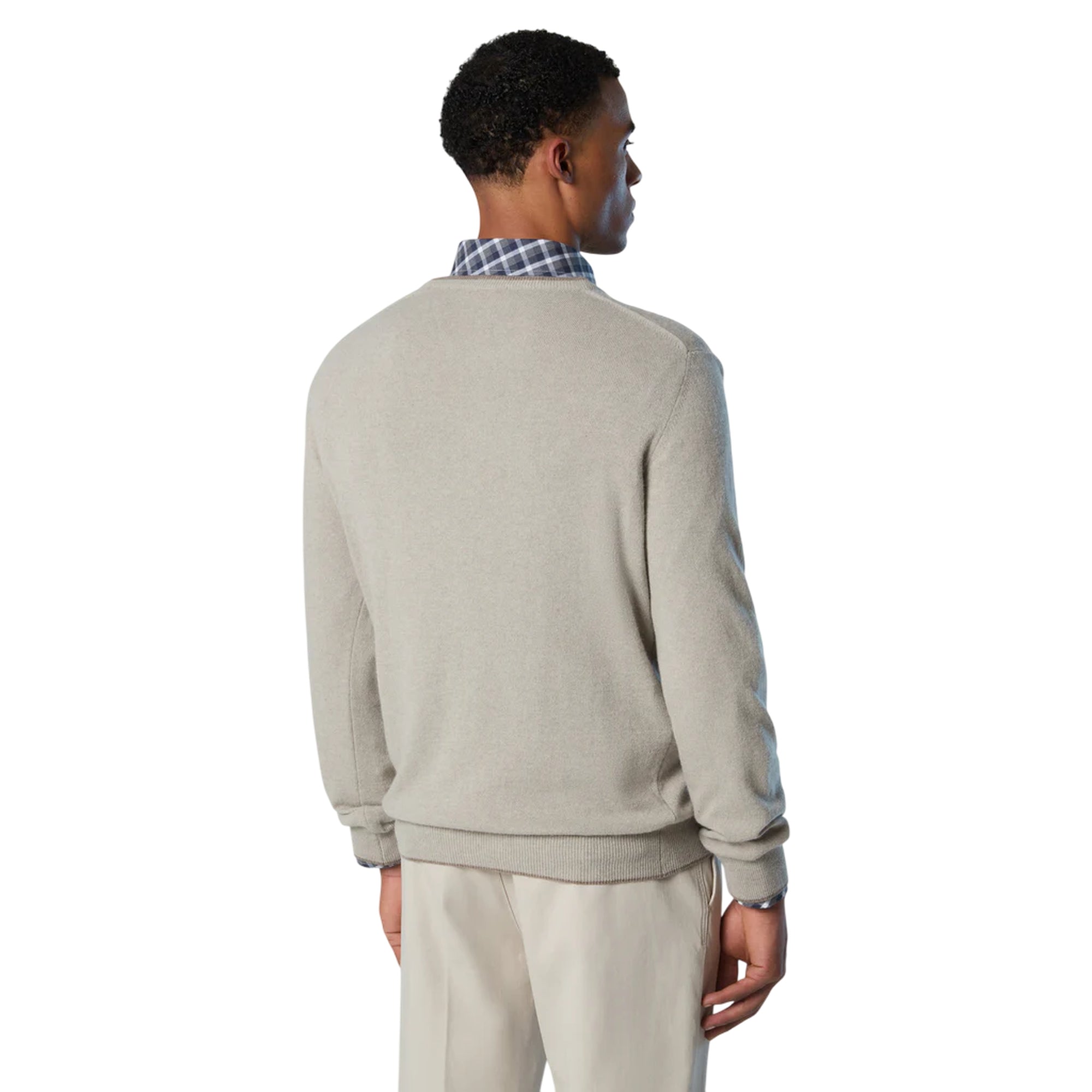 Maglione girocollo Uomo con logo ricamato Beige modello retro