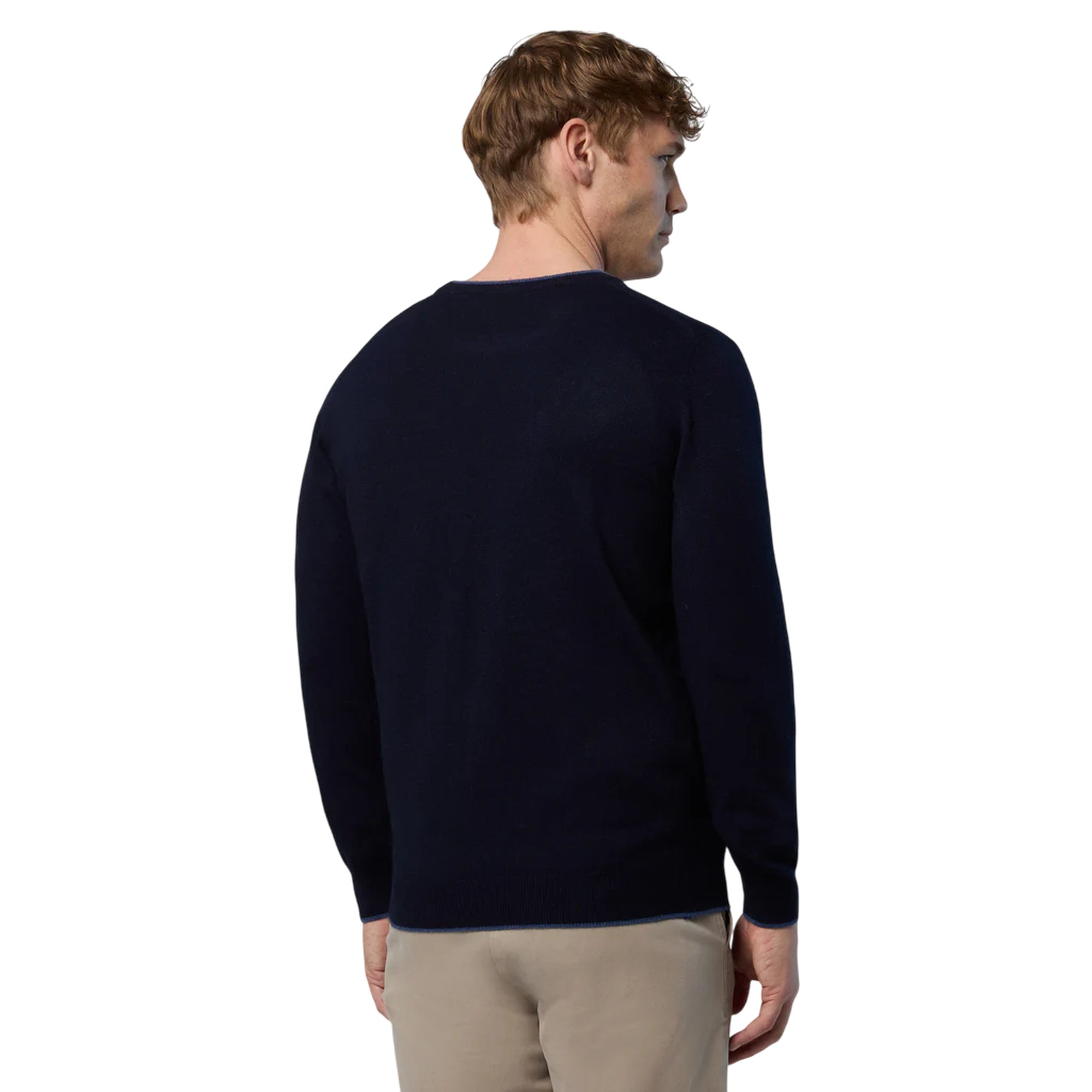 Maglione girocollo Uomo con logo ricamato Blu navy modello retro
