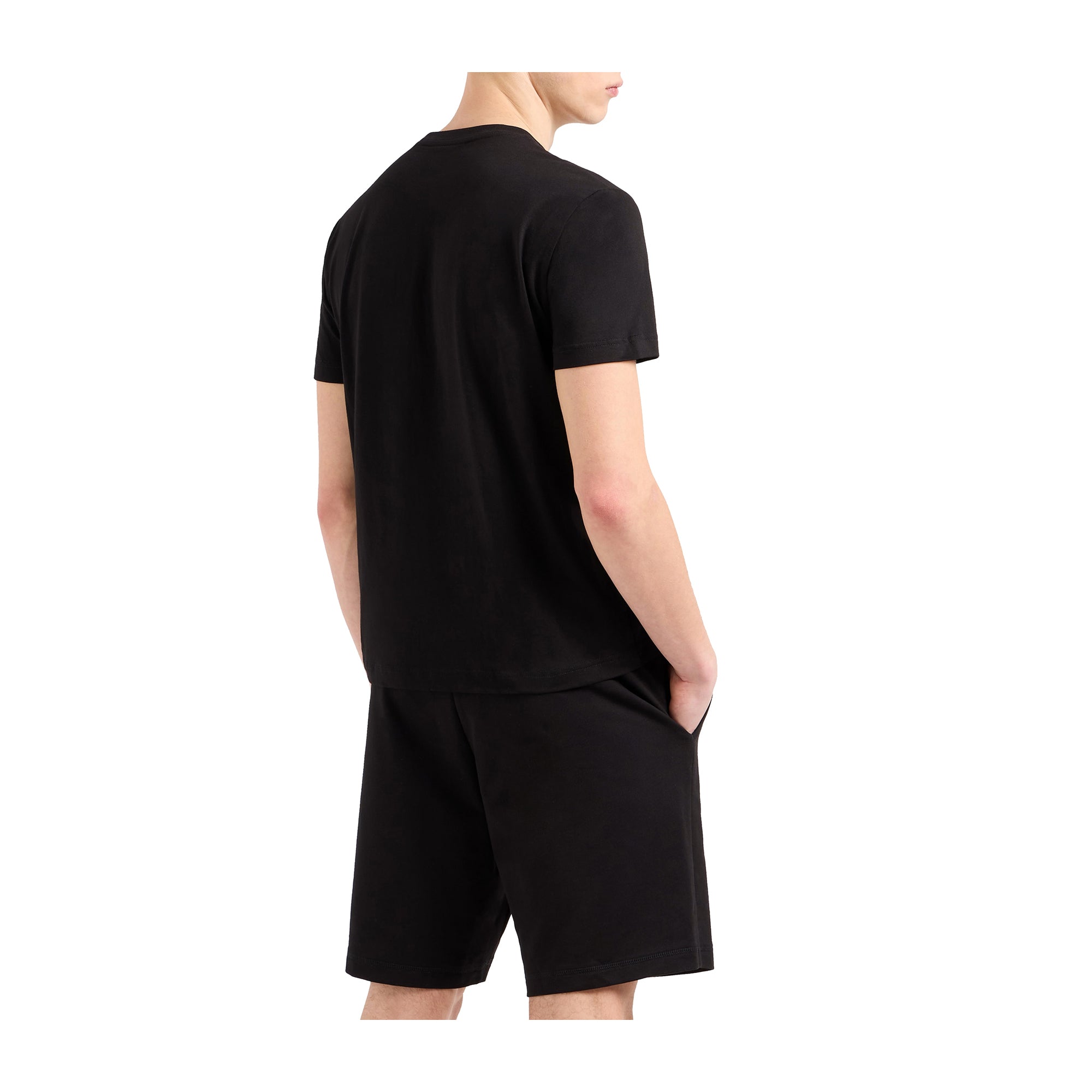 T-shirt Uomo in morbido cotone, con stampa logo Nera tono su tono