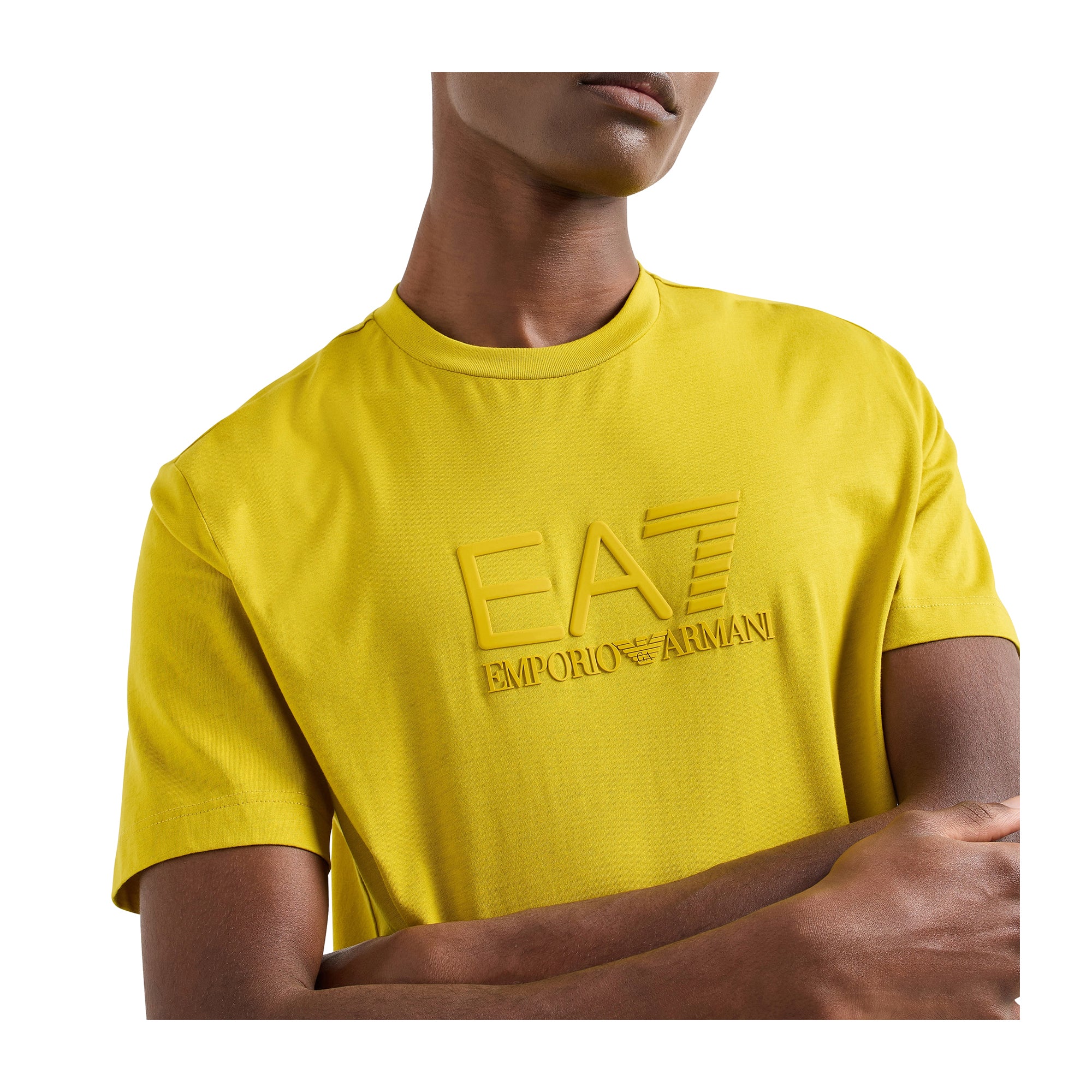 T-shirt Uomo con logo tono su tono Giallo e maniche corte