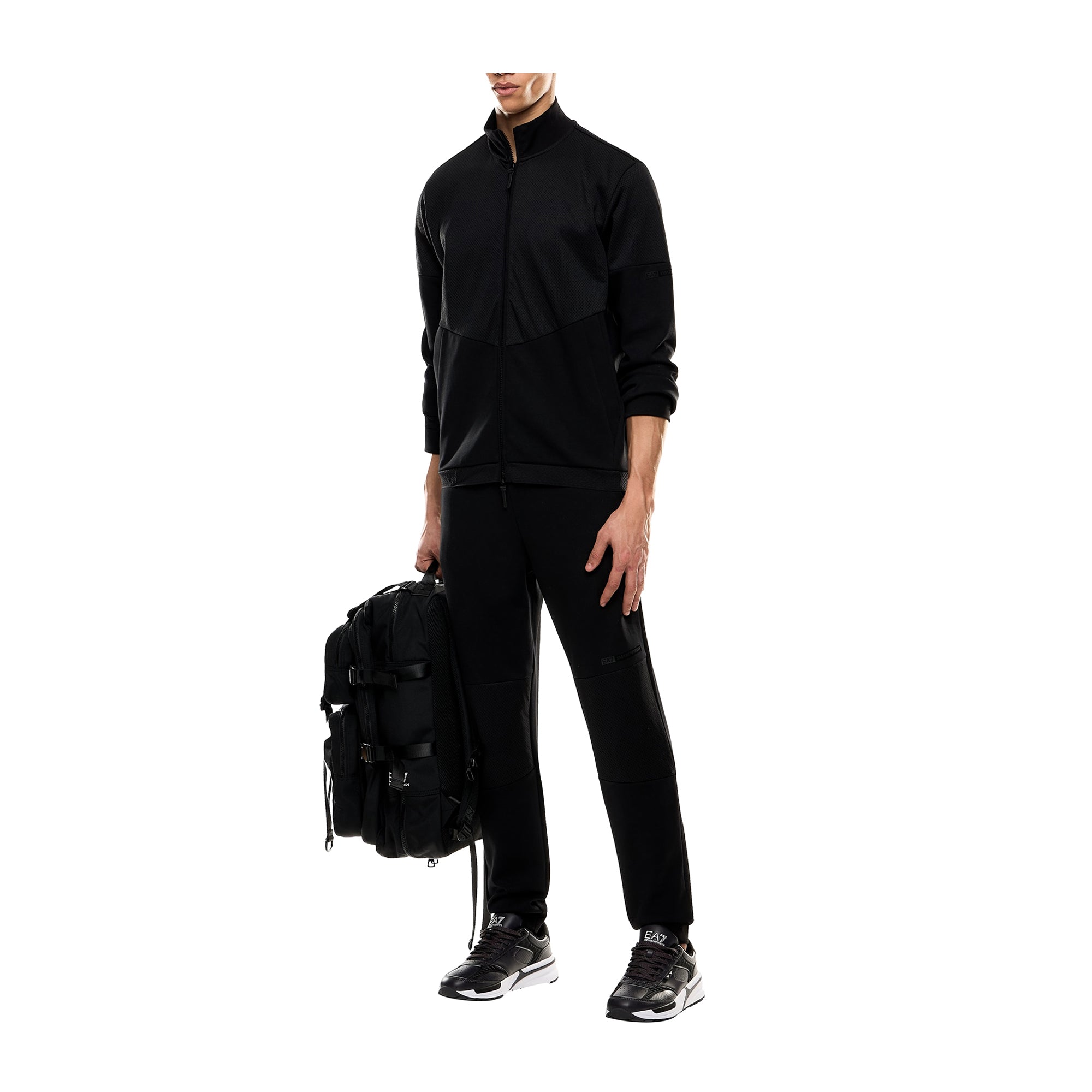 Tuta Uomo a tinta unita, con stampa logo posteriore e felpa con zip