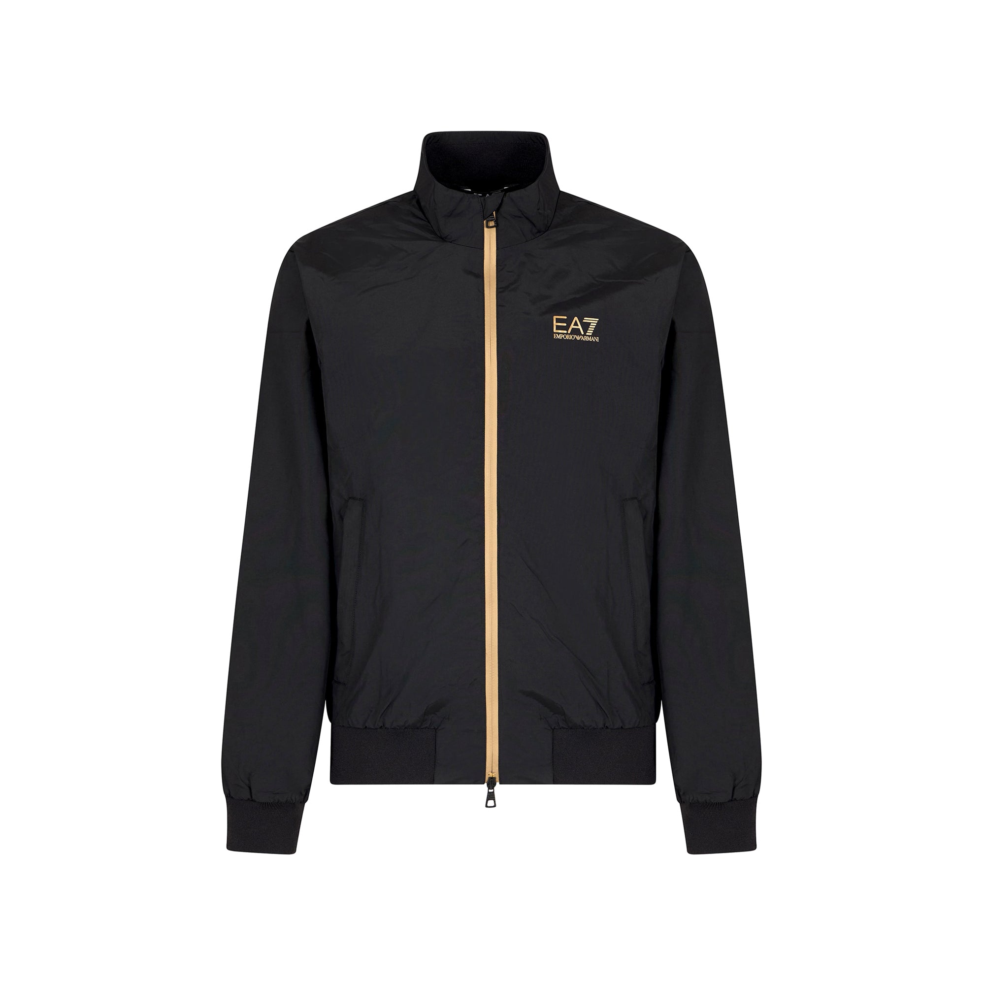 Felpa Uomo Nera, della linea Core Identity in nylon, con chiusura zip