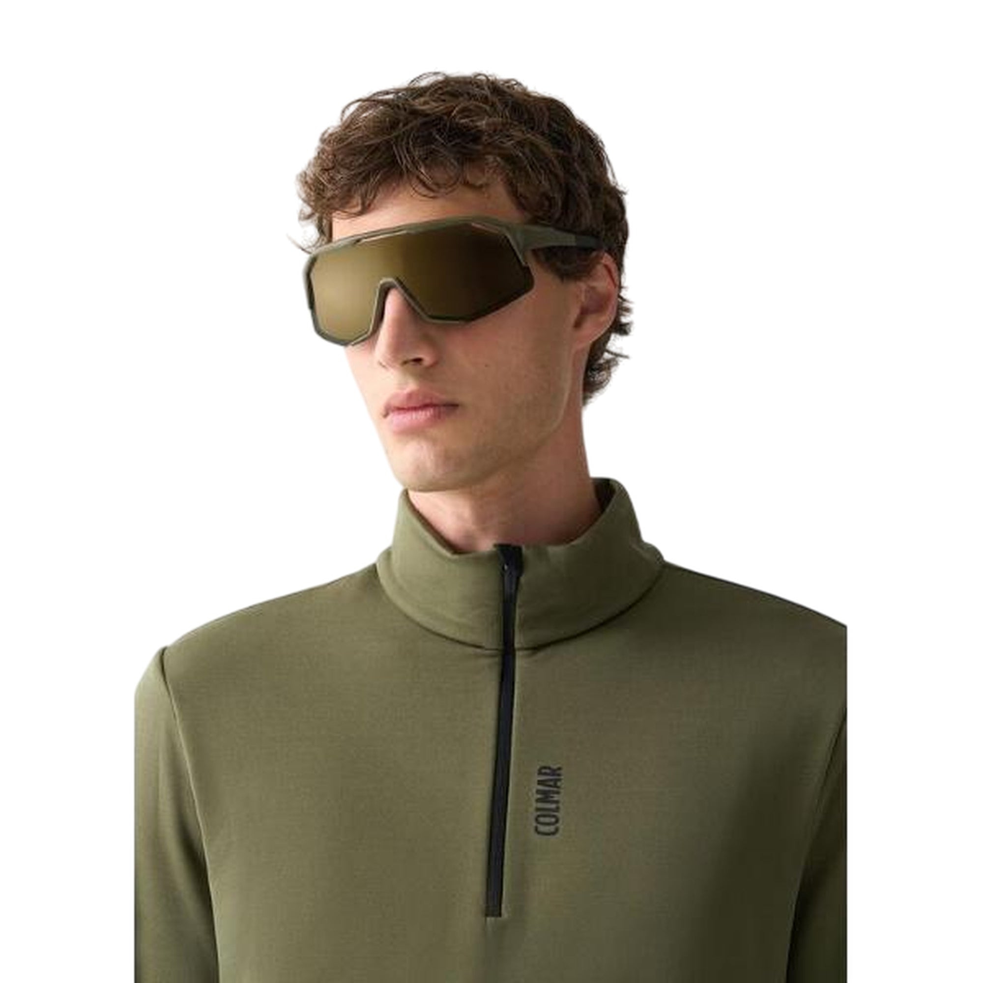 Maglia Termica Uomo con zip 1/4 Verde dettaglio