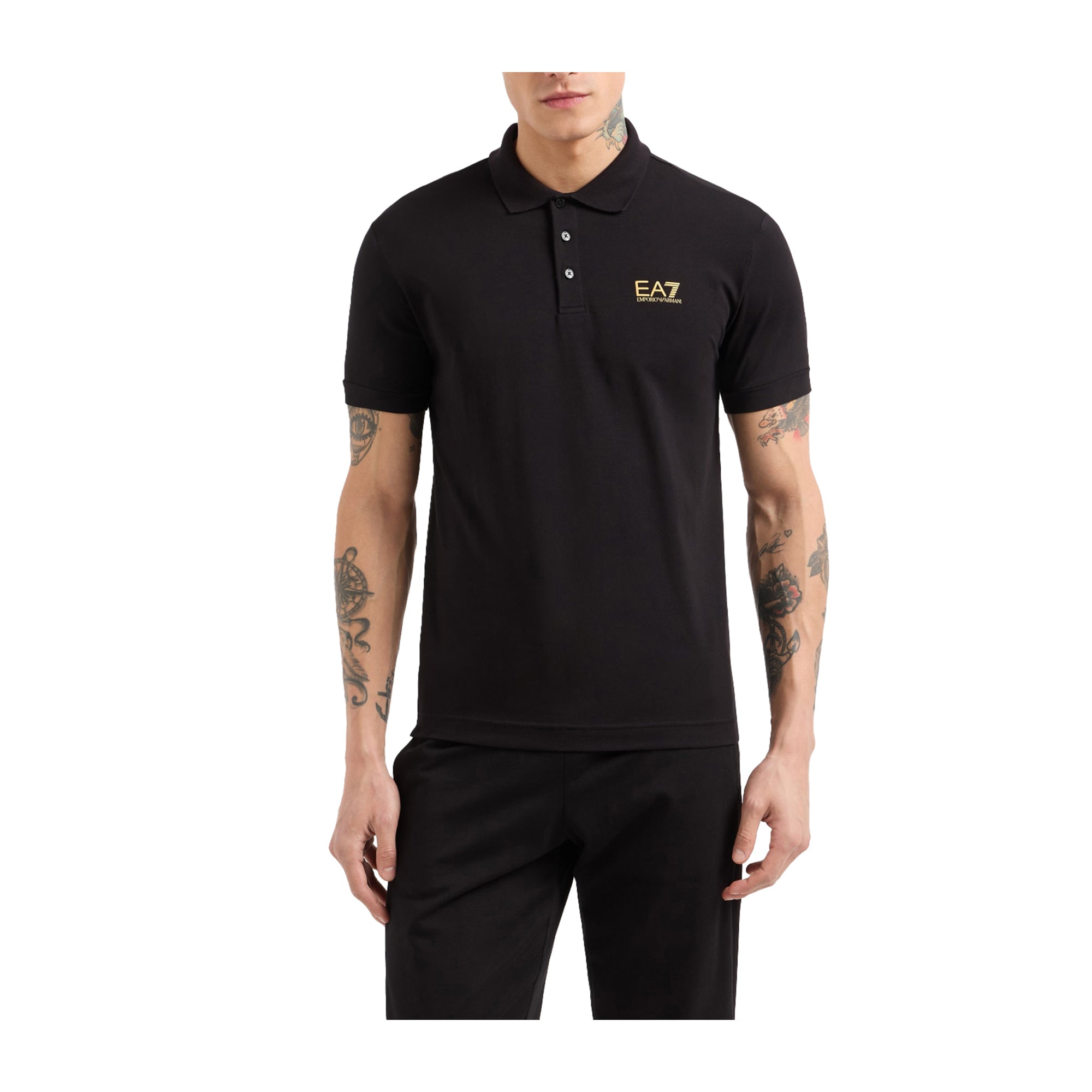 Polo Uomo a maniche corte, con logo stampato a contrasto e tre bottoni