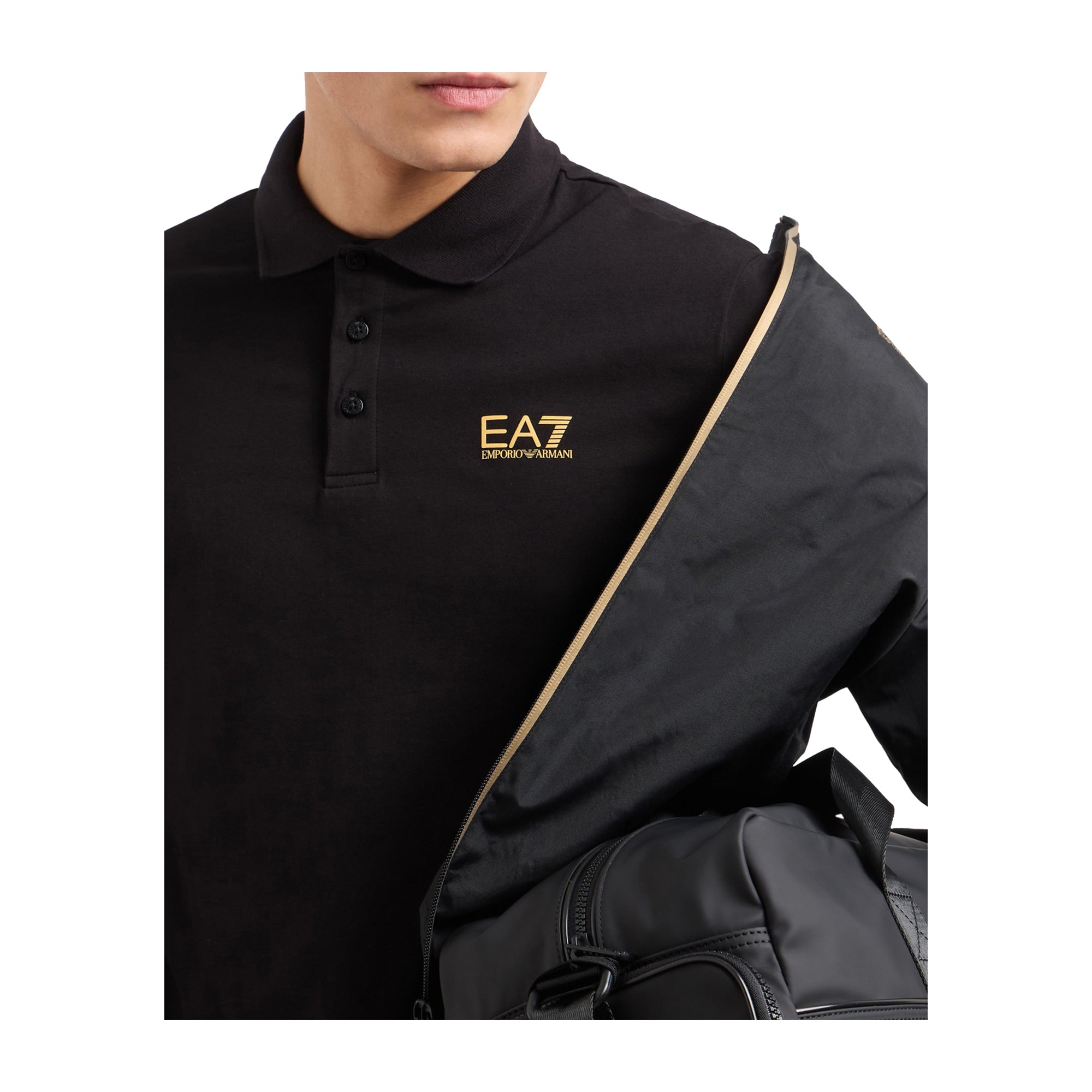 Polo Uomo a maniche corte, con logo stampato a contrasto e tre bottoni