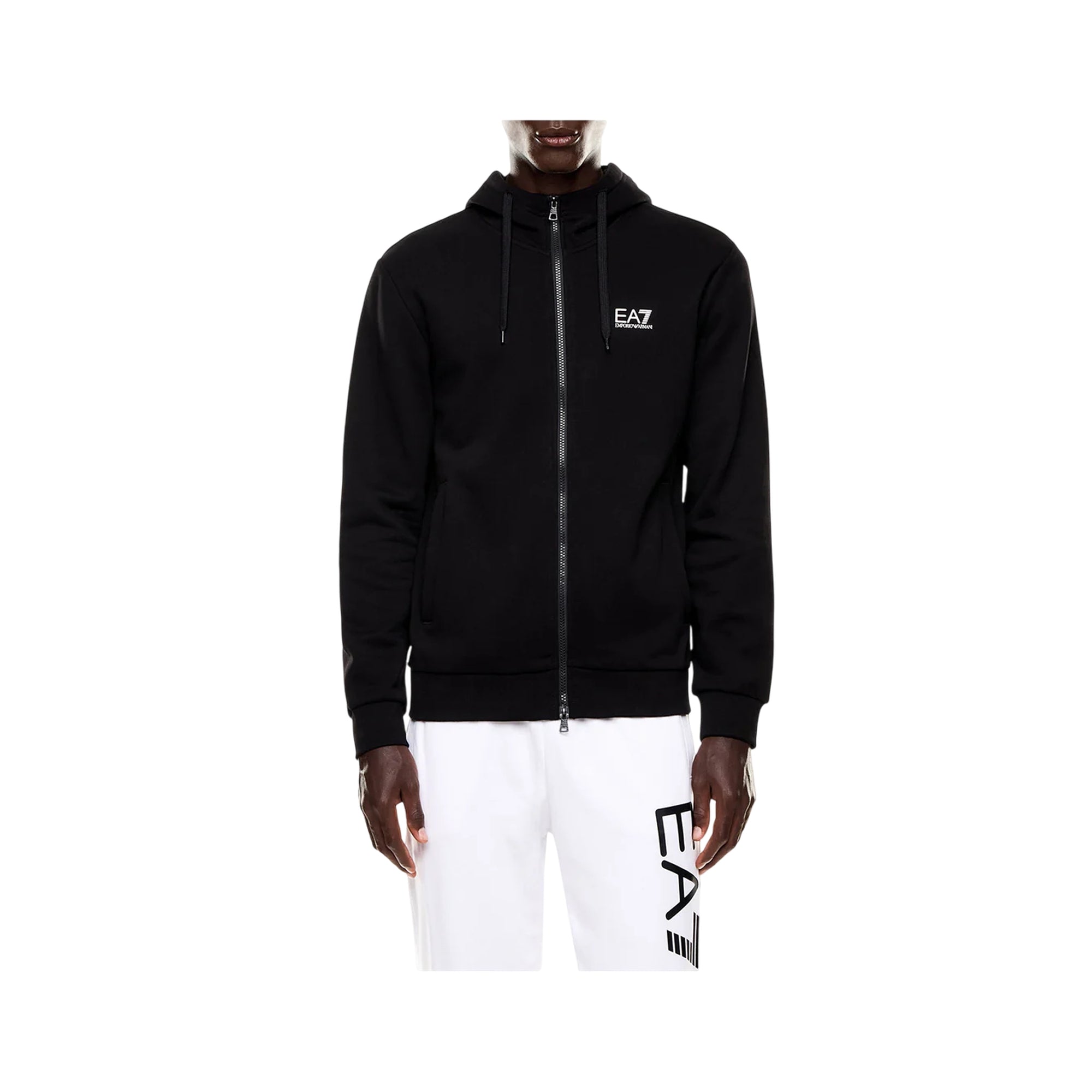 Felpa Uomo con full zip Nero modello frontale