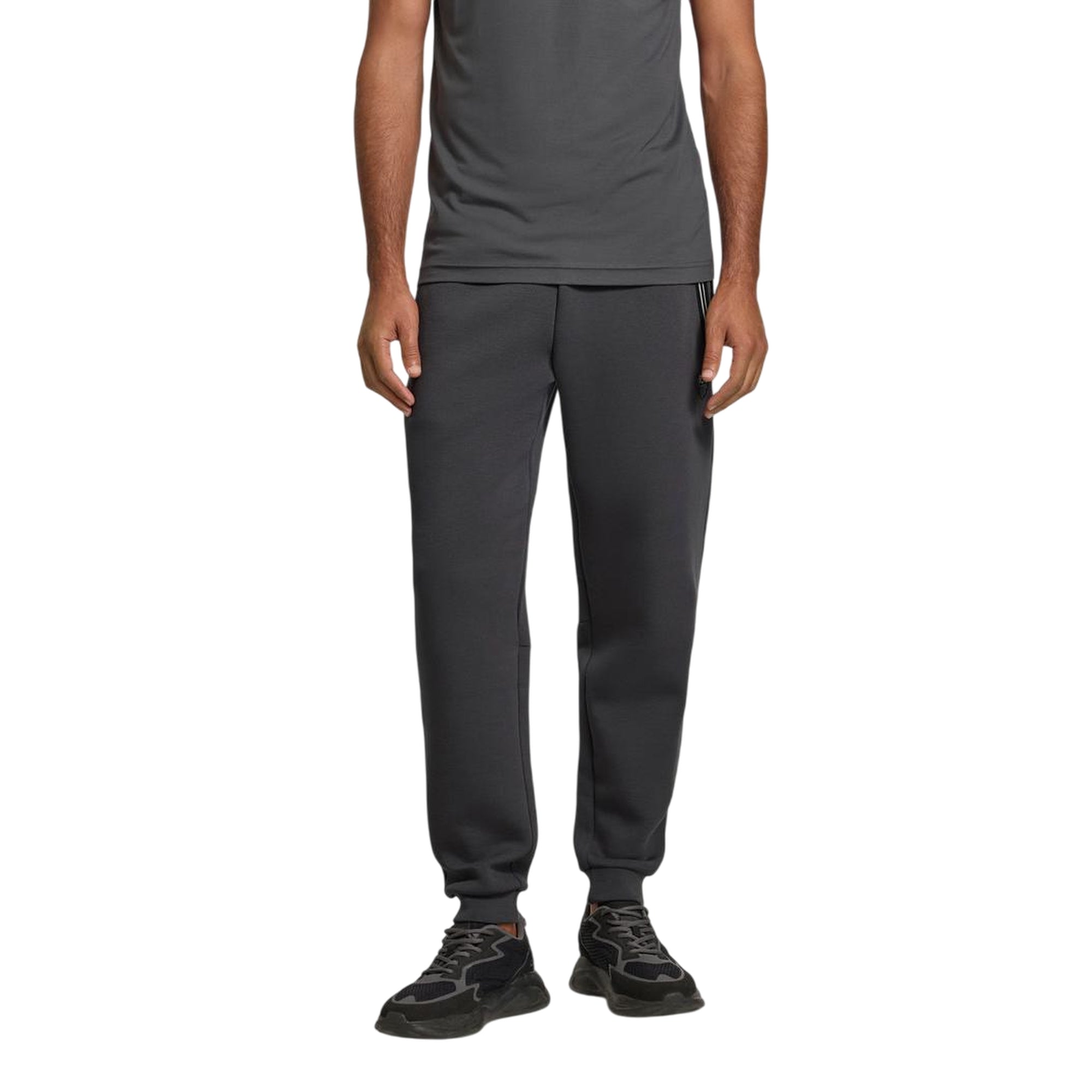 Pantaloni Uomo con vita elasticizzata Grigio modello frontale