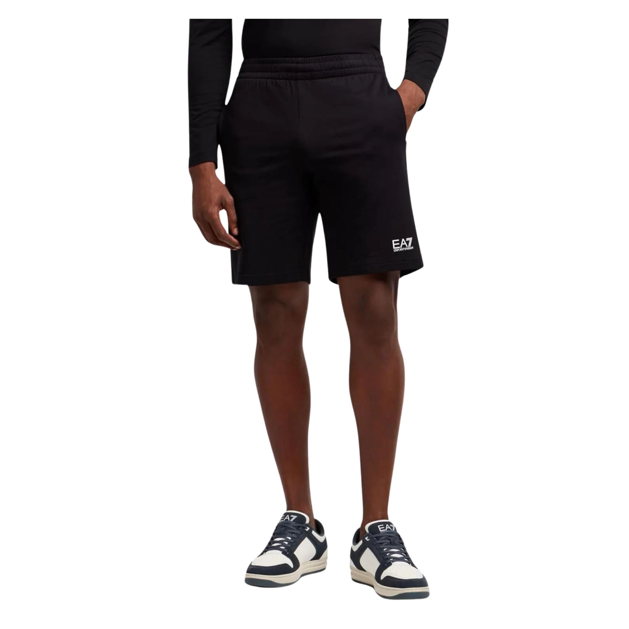 Bermuda Uomo sportivo Nero, sportivo, con vita elasticizzata