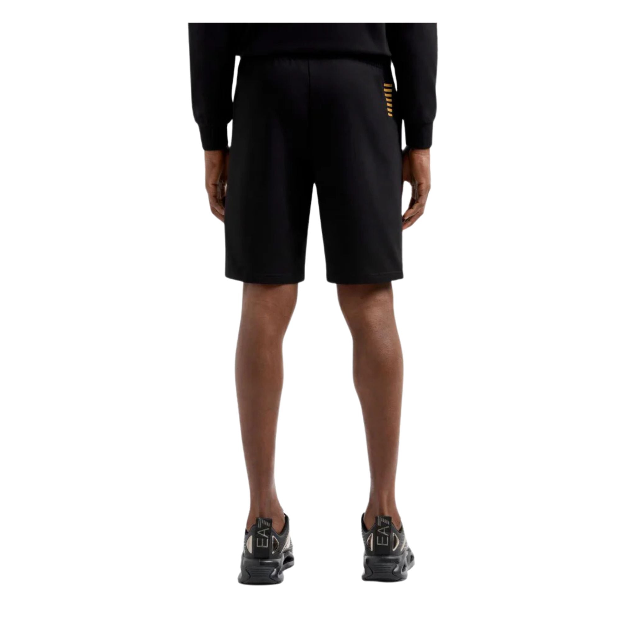 Bermuda Uomo sportivo Nero, con vita elasticizzata e stampa logo