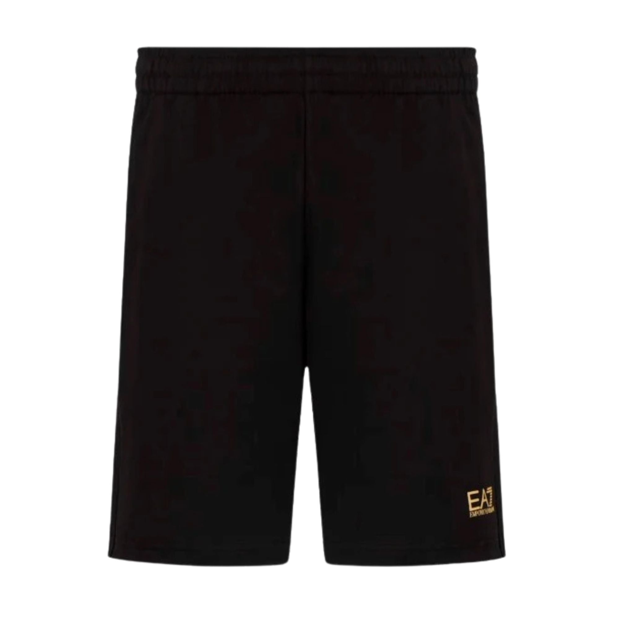 Bermuda Uomo sportivo Nero, con vita elasticizzata e stampa logo