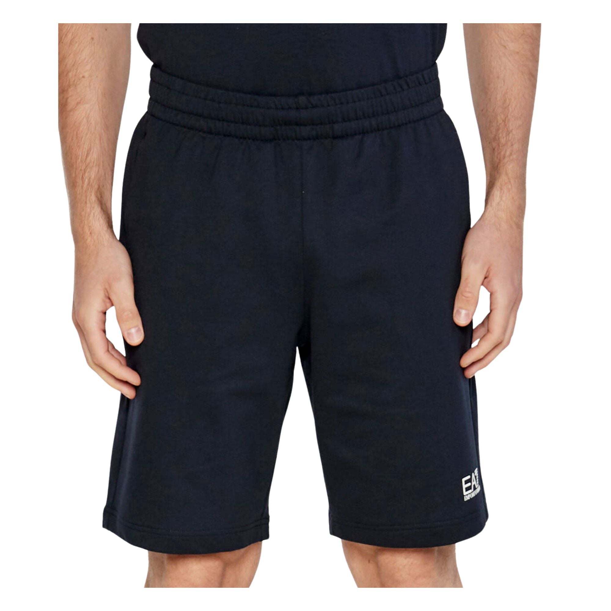 Bermuda Uomo sportivo con vita elasticizzata, in puro cotone tinta unita