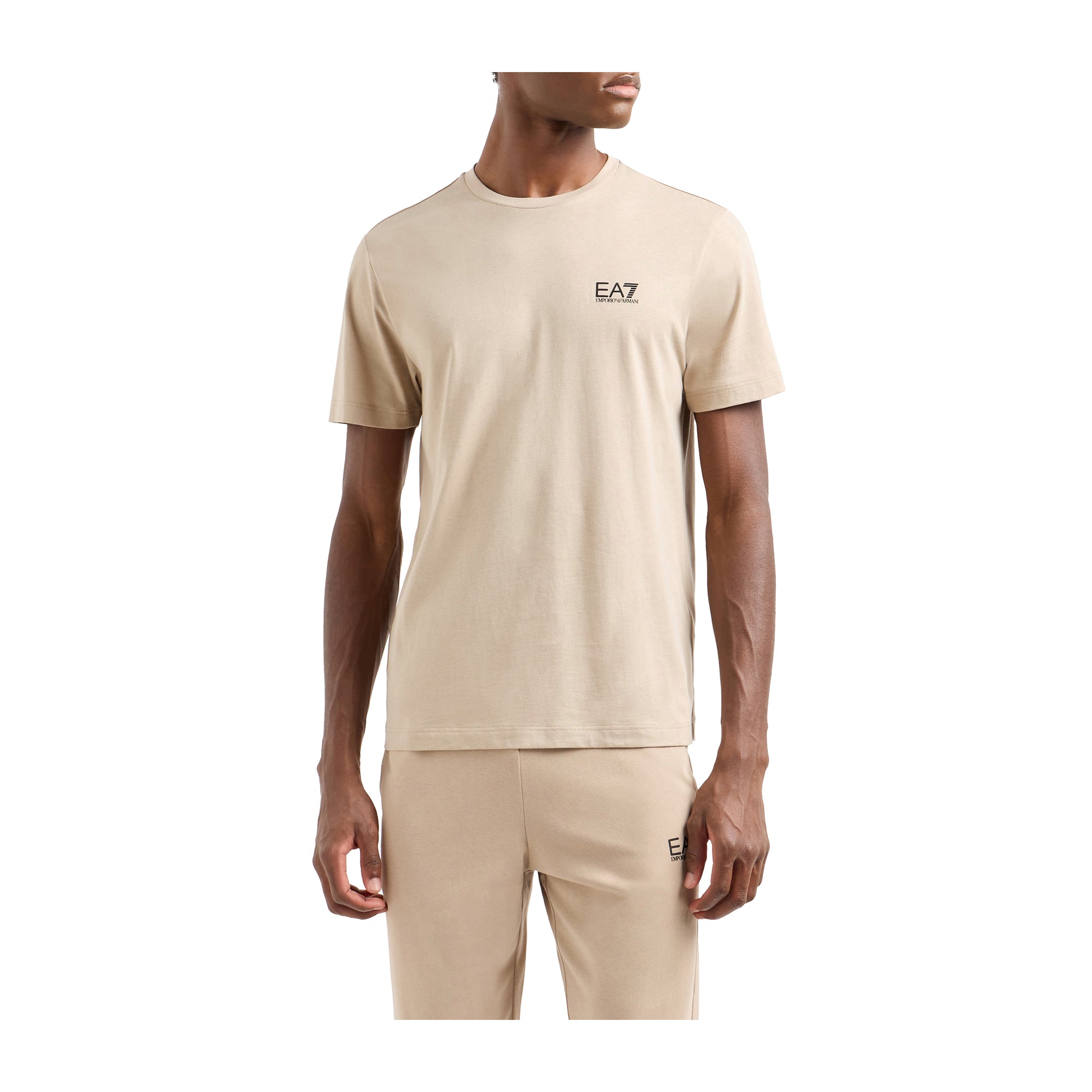 T-shirt Uomo Core Identity, in cotone elasticizzato Beige, a maniche corte