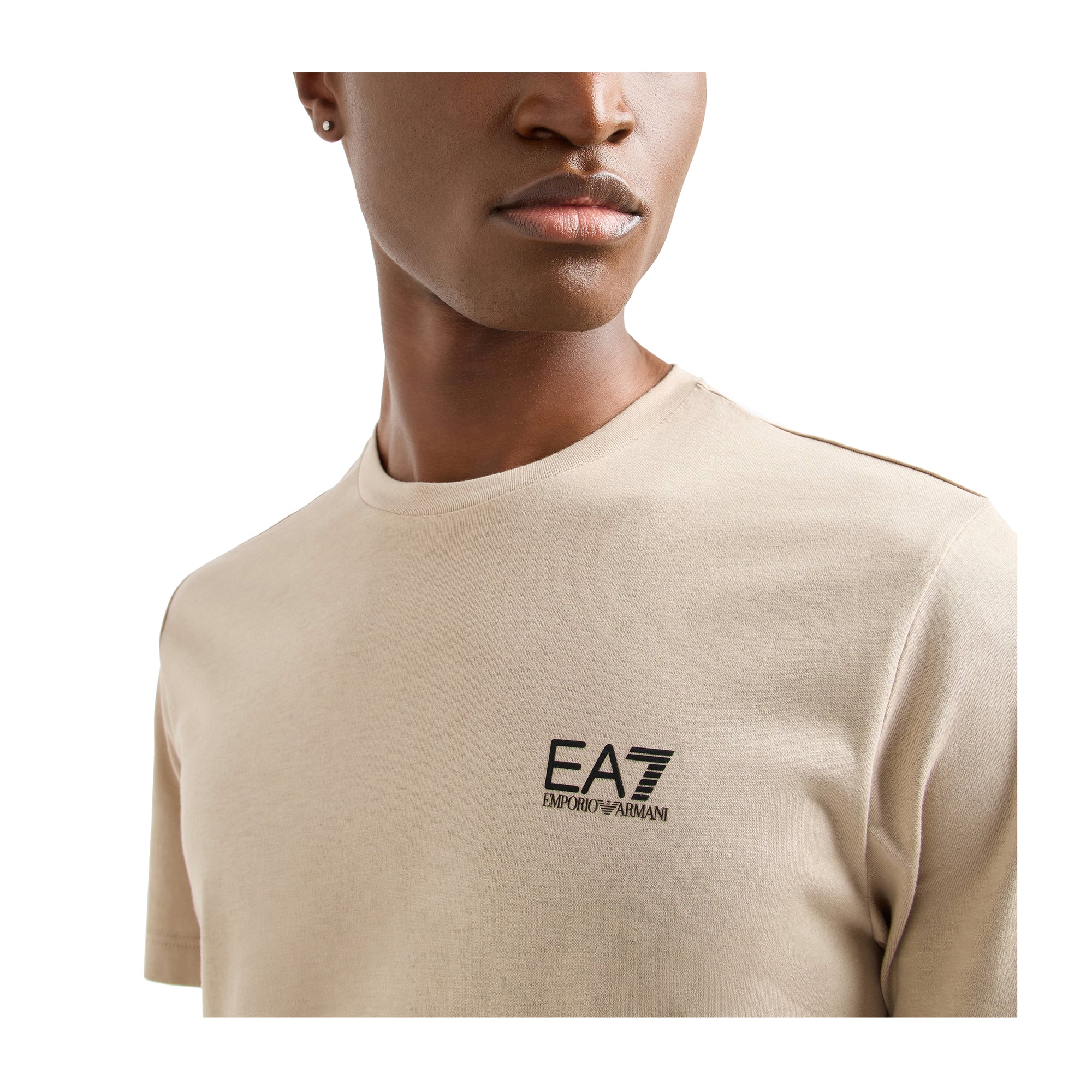 T-shirt Uomo Core Identity, in cotone elasticizzato Beige, a maniche corte