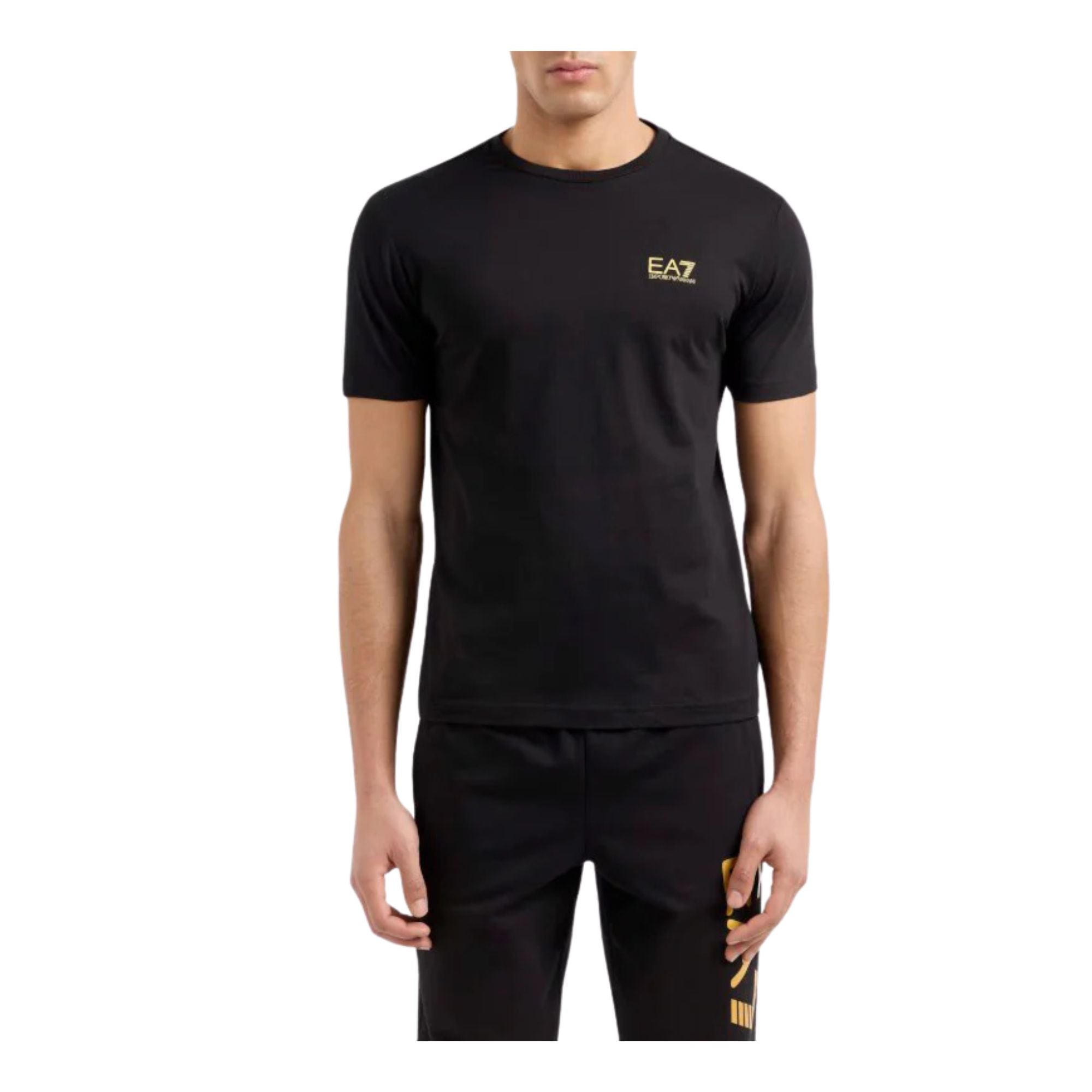T-shirt Uomo Nera Core Identity, in cotone elasticizzato, con stampa logo
