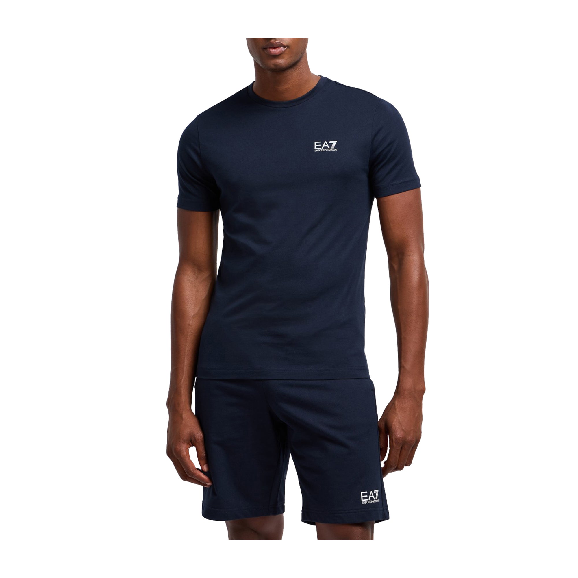 T-shirt Uomo Core Identity, in cotone elasticizzato Blu, con stampa logo sul petto