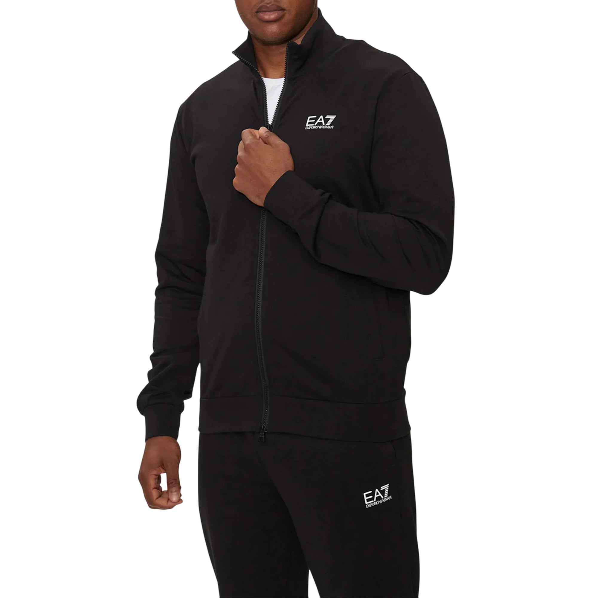 Tuta Uomo Nera, con logo stampato e pantaloni con elastico sul fondo