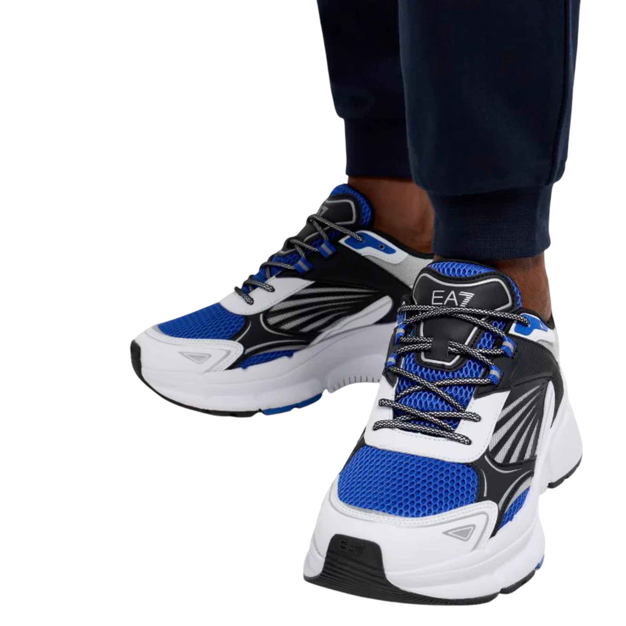 Tuta Uomo sportiva in cotone Blu dettaglio fondo del pantalone