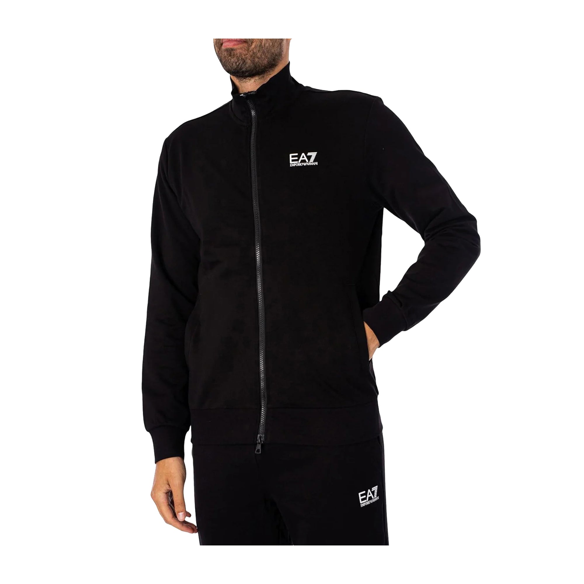 Tuta Uomo Nera, dal taglio classico composta da felpa con zip e pantaloni modello joggers