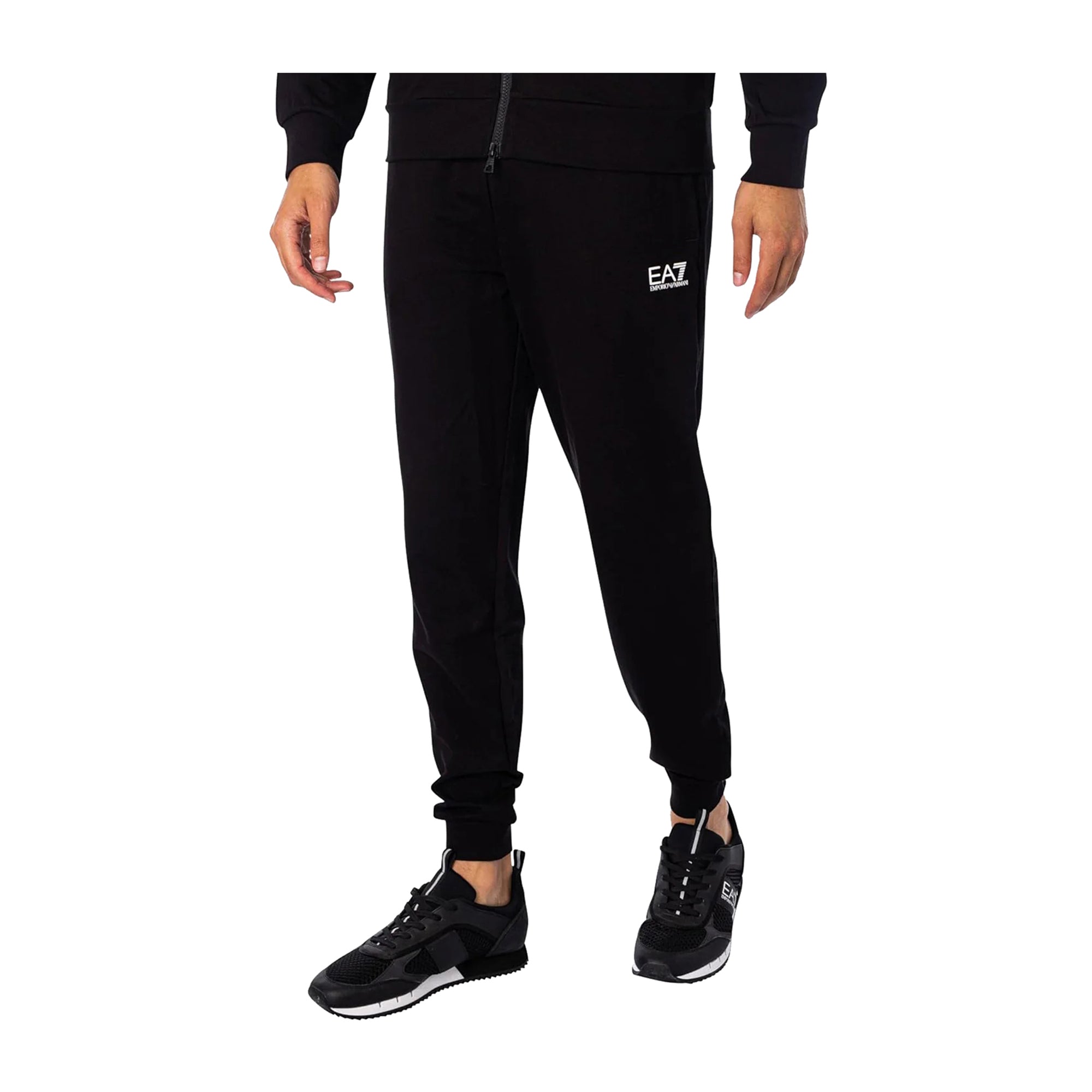 Tuta Uomo Nera, dal taglio classico composta da felpa con zip e pantaloni modello joggers