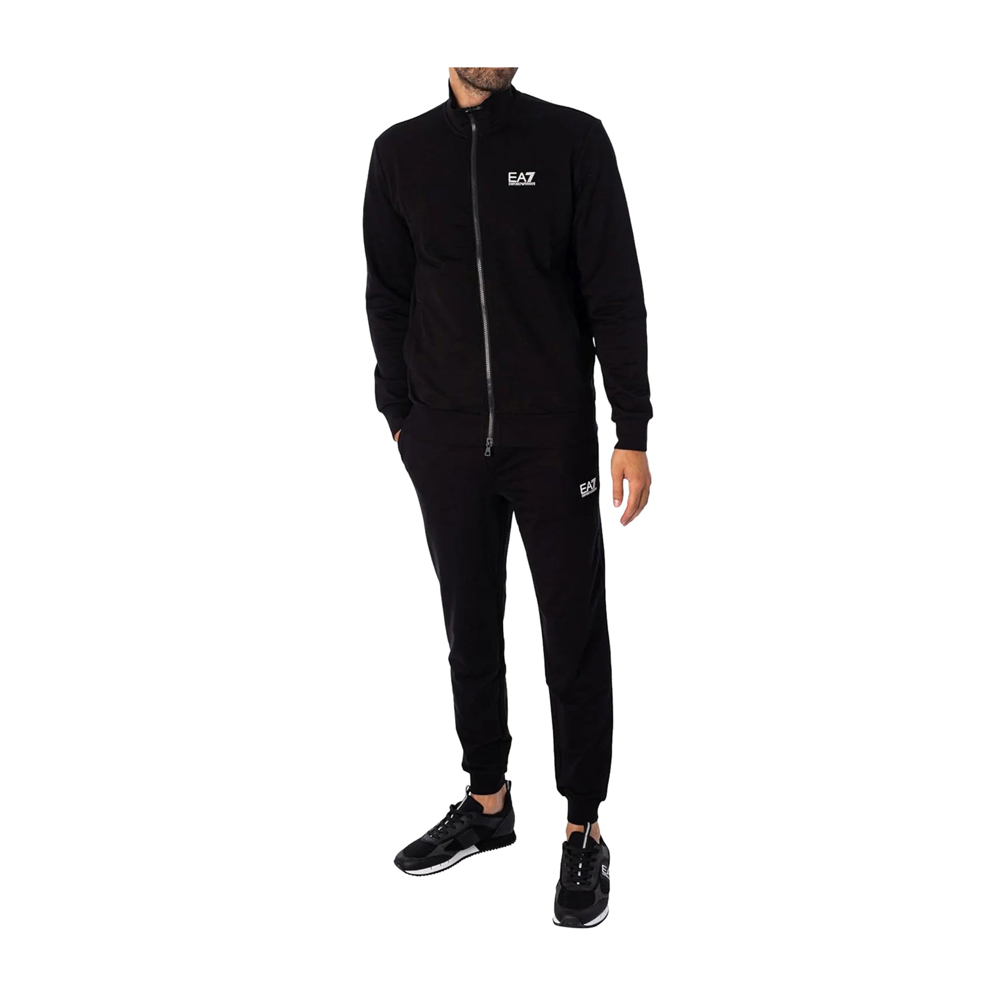 Tuta Uomo Nera, dal taglio classico composta da felpa con zip e pantaloni modello joggers